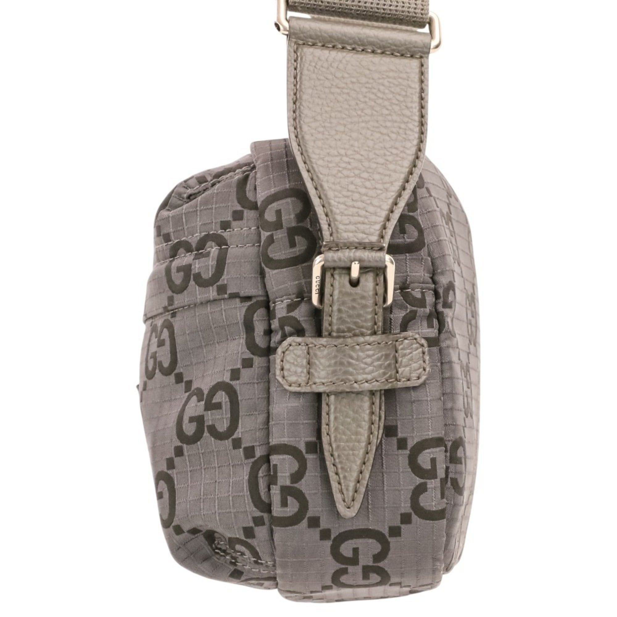 Gucci GUCCI ECONYLON GG Polyester Shoulder Bag, Medium, 767931 520981, Gray, Men's/Women's Size ONE SIZE - 5 Thumbnail