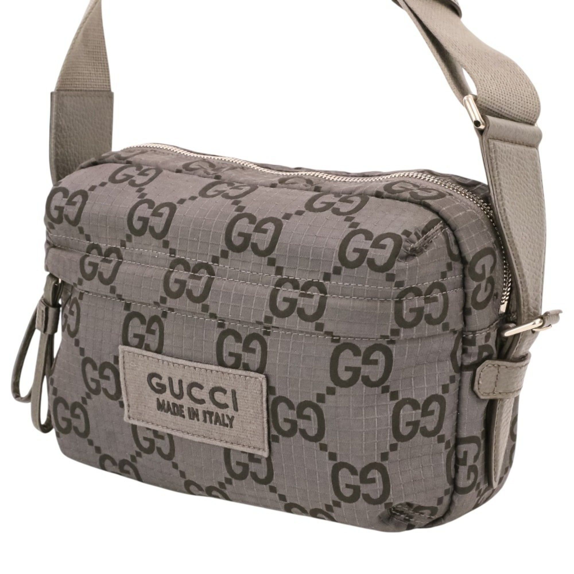 Gucci GUCCI ECONYLON GG Polyester Shoulder Bag, Medium, 767931 520981, Gray, Men's/Women's Size ONE SIZE - 2 Thumbnail