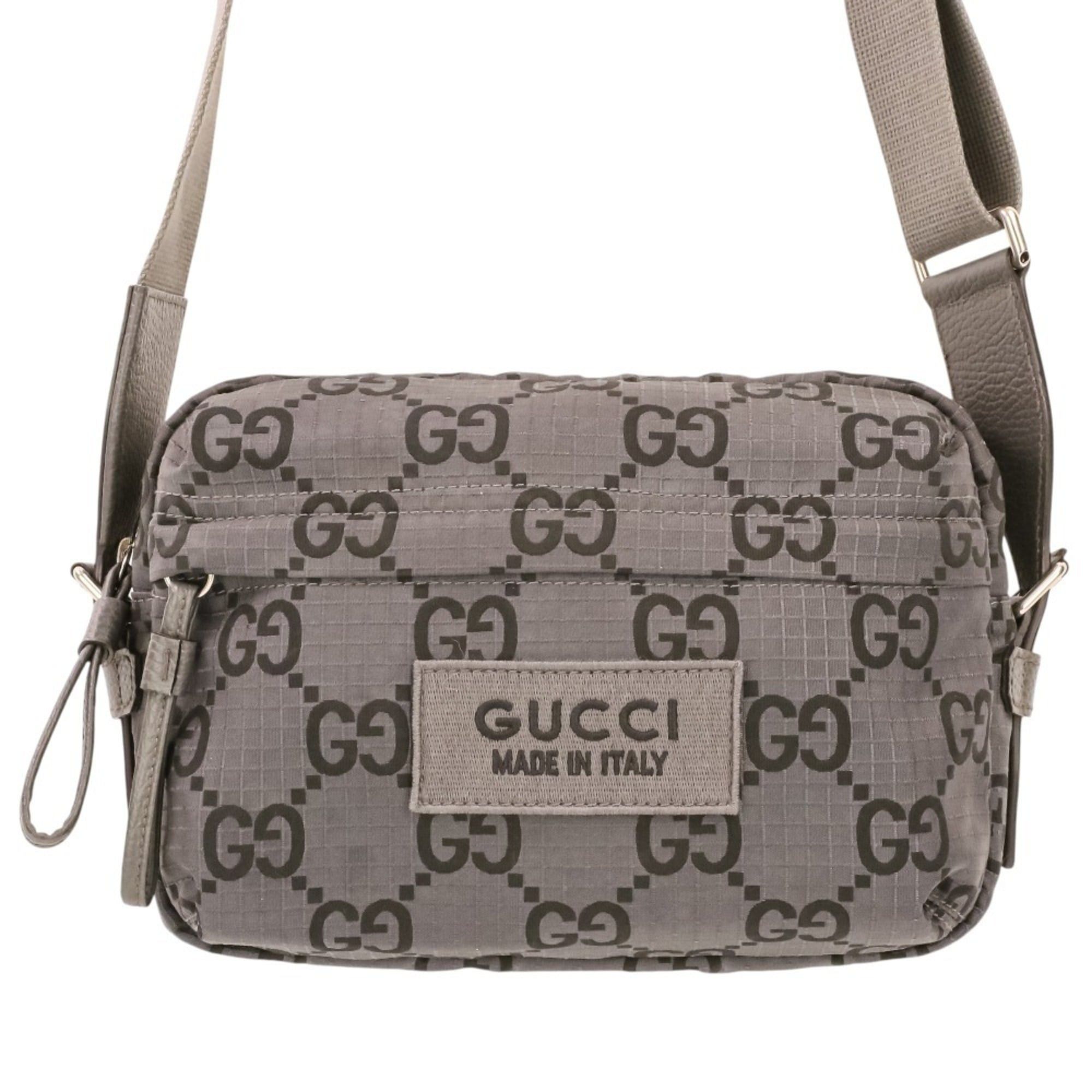 Gucci GUCCI ECONYLON GG Polyester Shoulder Bag, Medium, 767931 520981, Gray, Men's/Women's Size ONE SIZE - 3 Thumbnail