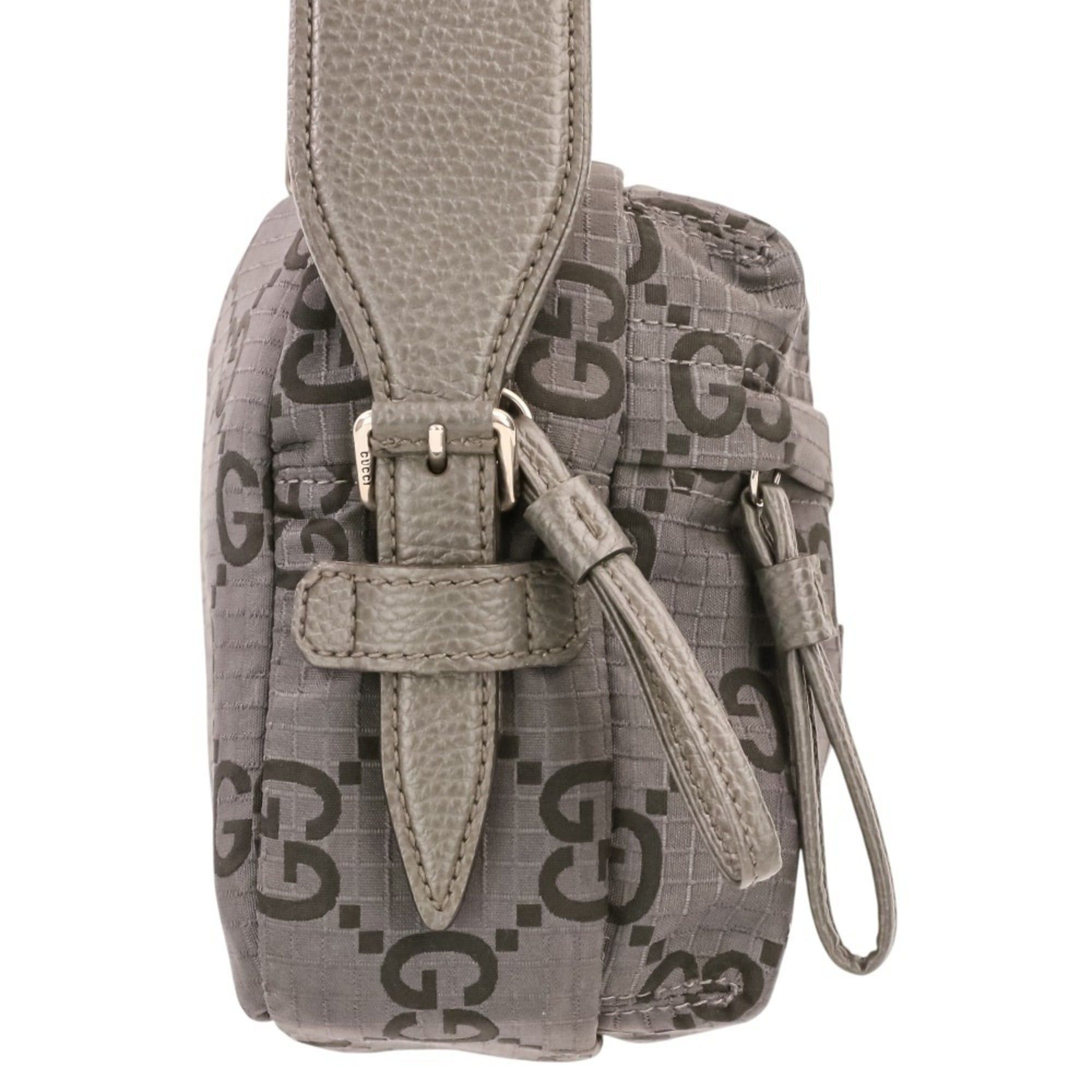 Gucci GUCCI ECONYLON GG Polyester Shoulder Bag, Medium, 767931 520981, Gray, Men's/Women's Size ONE SIZE - 6 Thumbnail