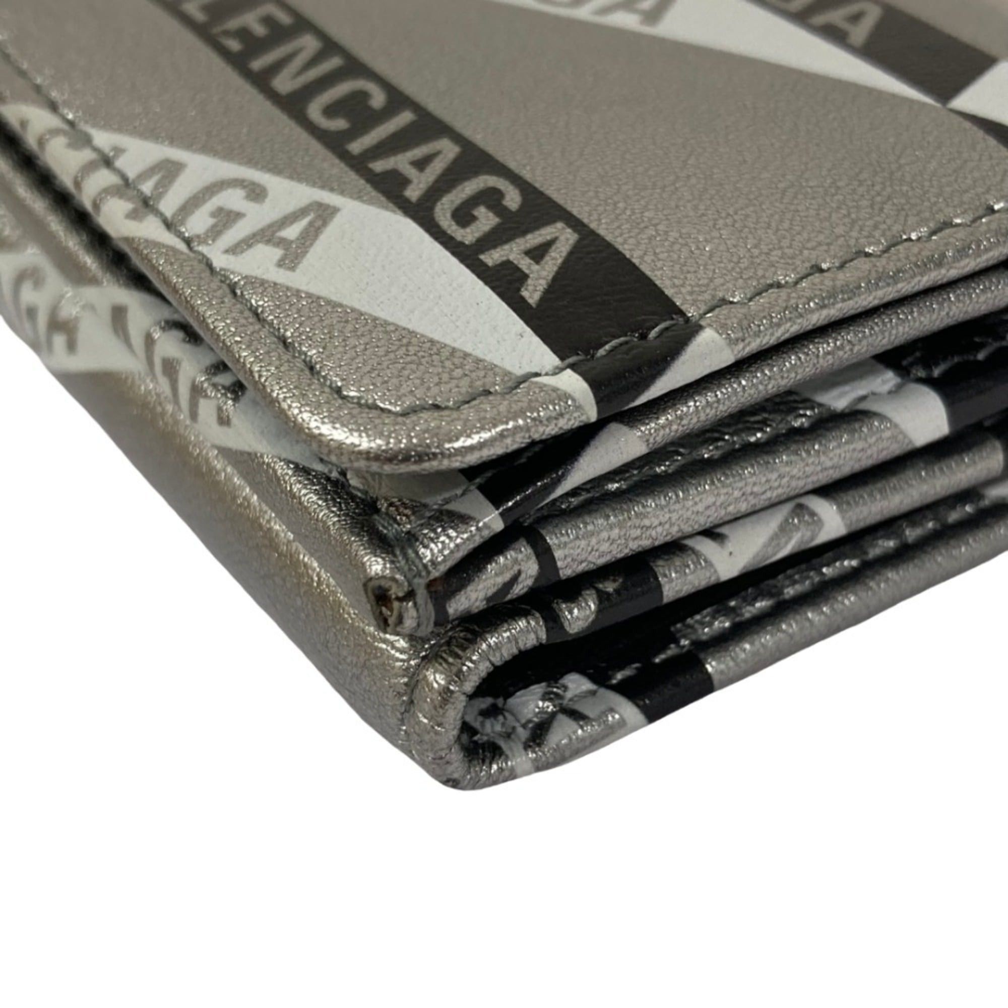 Balenciaga BALENCIAGA Everyday Compact Wallet, 551921, Silver, Women's Size ONE SIZE - 9 Thumbnail