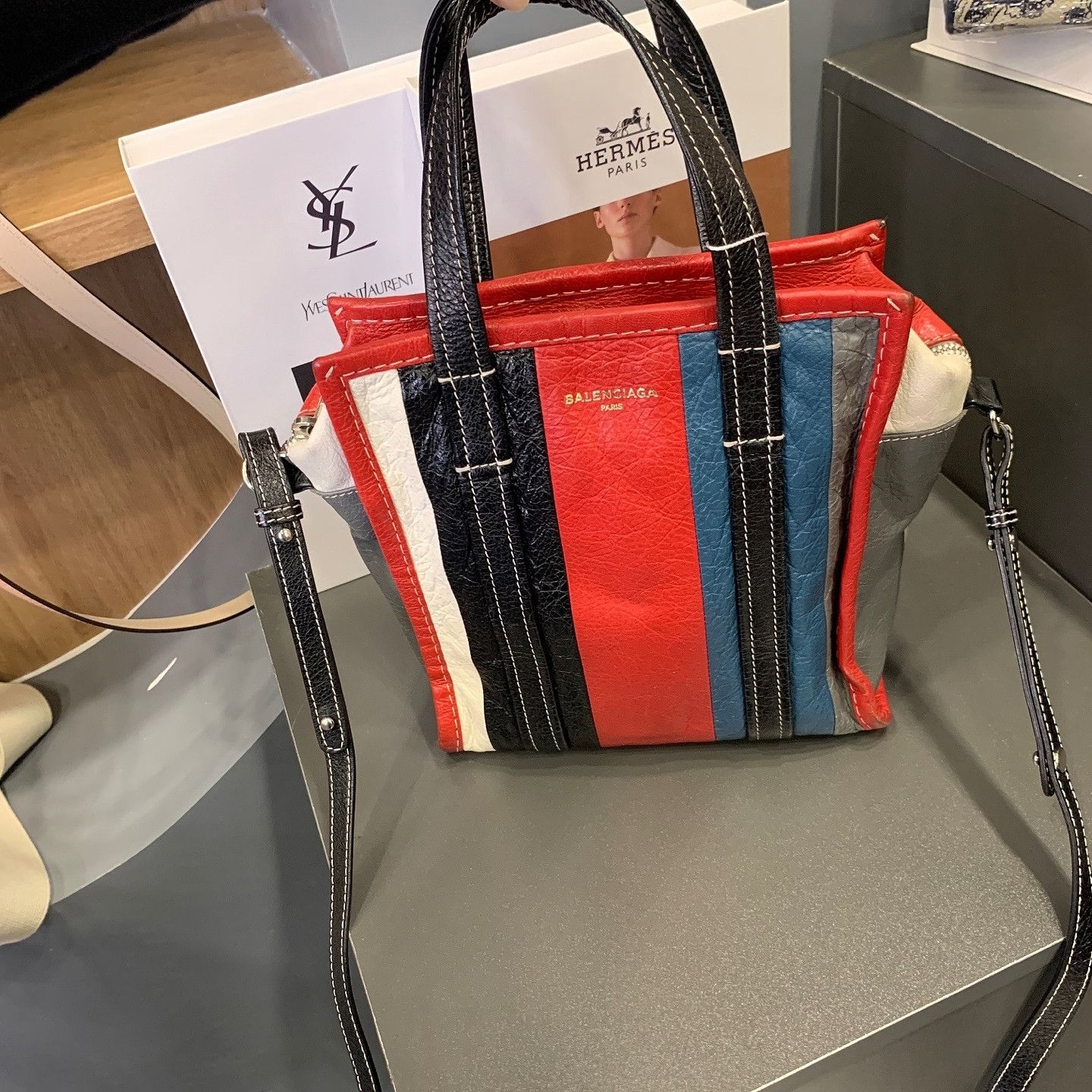 Balenciaga Balenciaga Bazar Multi-Color Striped Tote Bag One Size Size ONE SIZE - 2 Thumbnail