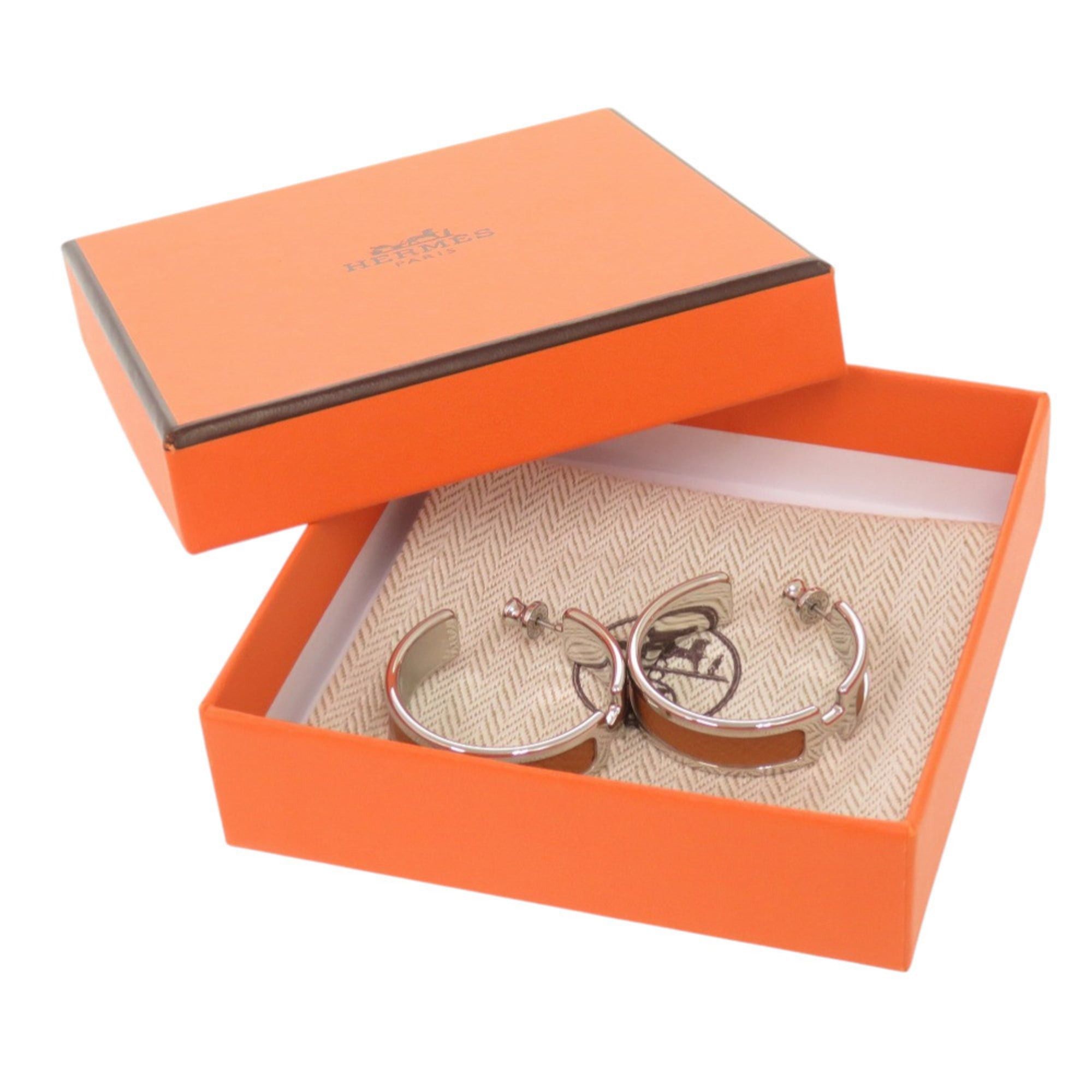 Hermes Hermes Olympe Veau Epsom Gold Silver Hardware Earrings Accessory 0399 HERMES Size ONE SIZE - 2 Thumbnail