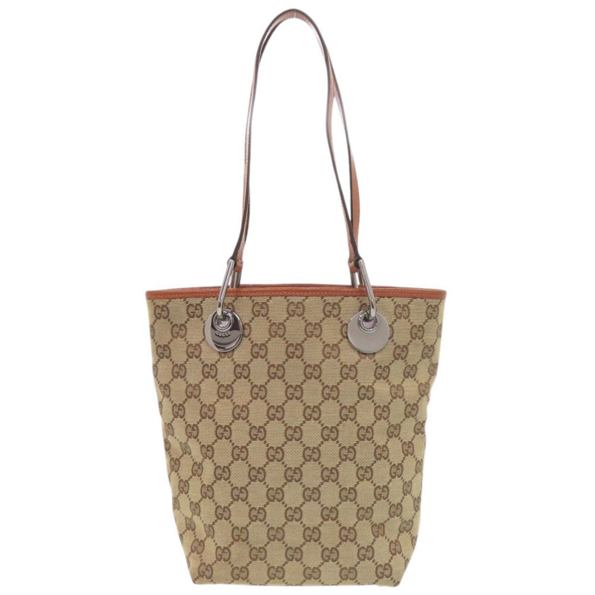 Gucci Gucci 120840 GG Canvas Leather Beige Tote Bag 0437GUCCI Size ONE SIZE - 2 Thumbnail