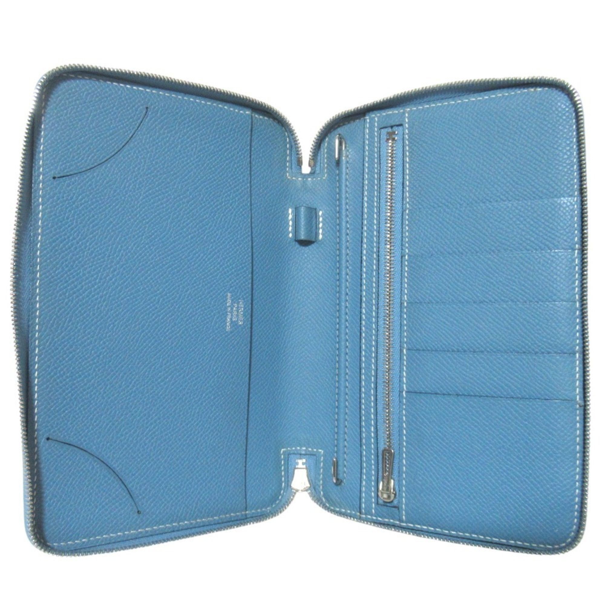 Hermes Hermes Veau Epsom Agenda Zip Round Zipper Notebook Cover □L Stamp Blue Jean Men's Women's Size ONE SIZE - 7 Thumbnail