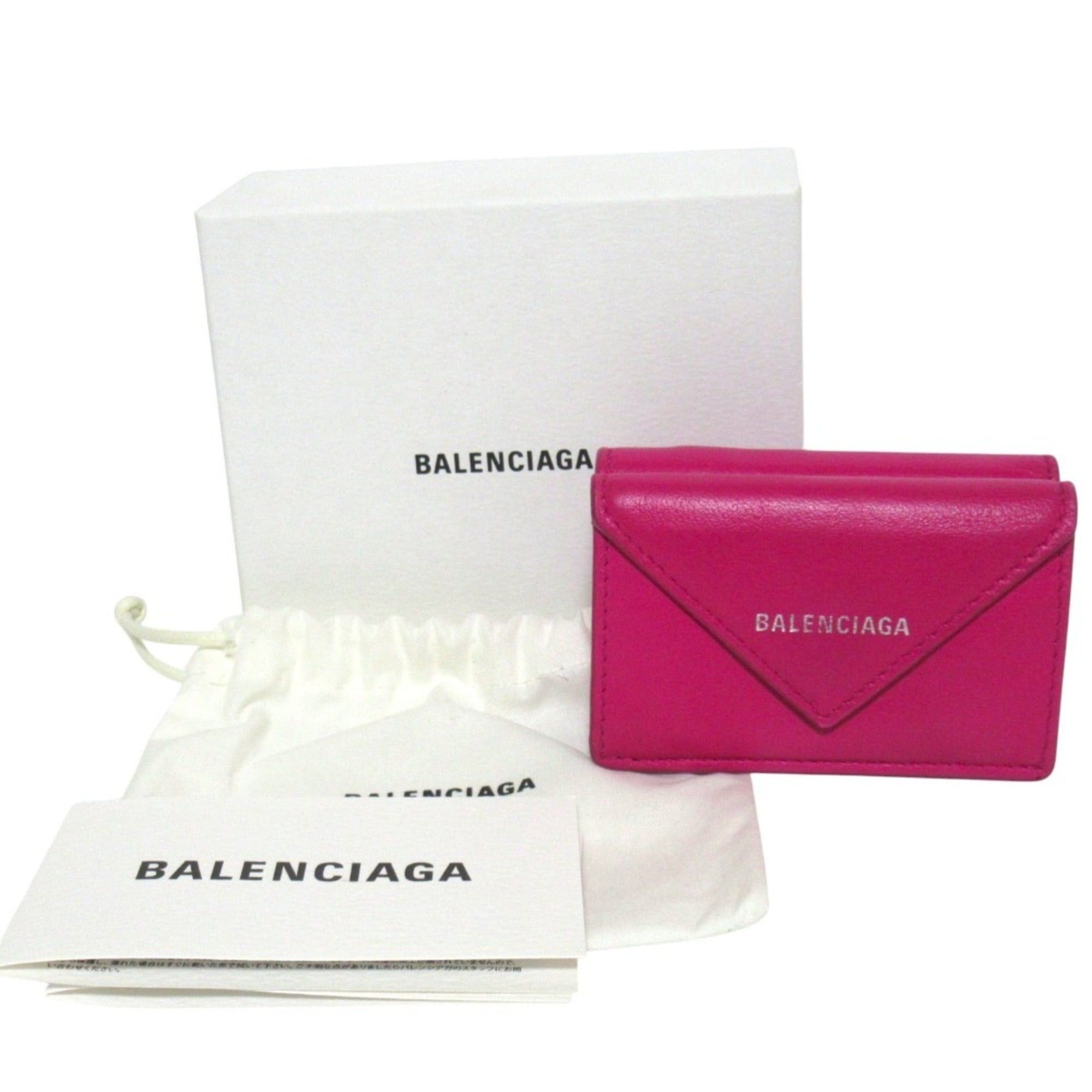 Balenciaga BALENCIAGA Paper Mini Wallet Compact Tri-fold 391446 Pink Men's Women's Size ONE SIZE - 8 Thumbnail