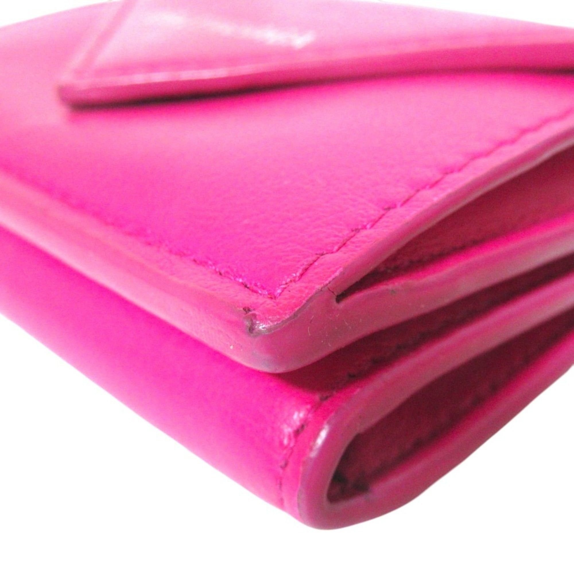 Balenciaga BALENCIAGA Paper Mini Wallet Compact Tri-fold 391446 Pink Men's Women's Size ONE SIZE - 3 Thumbnail
