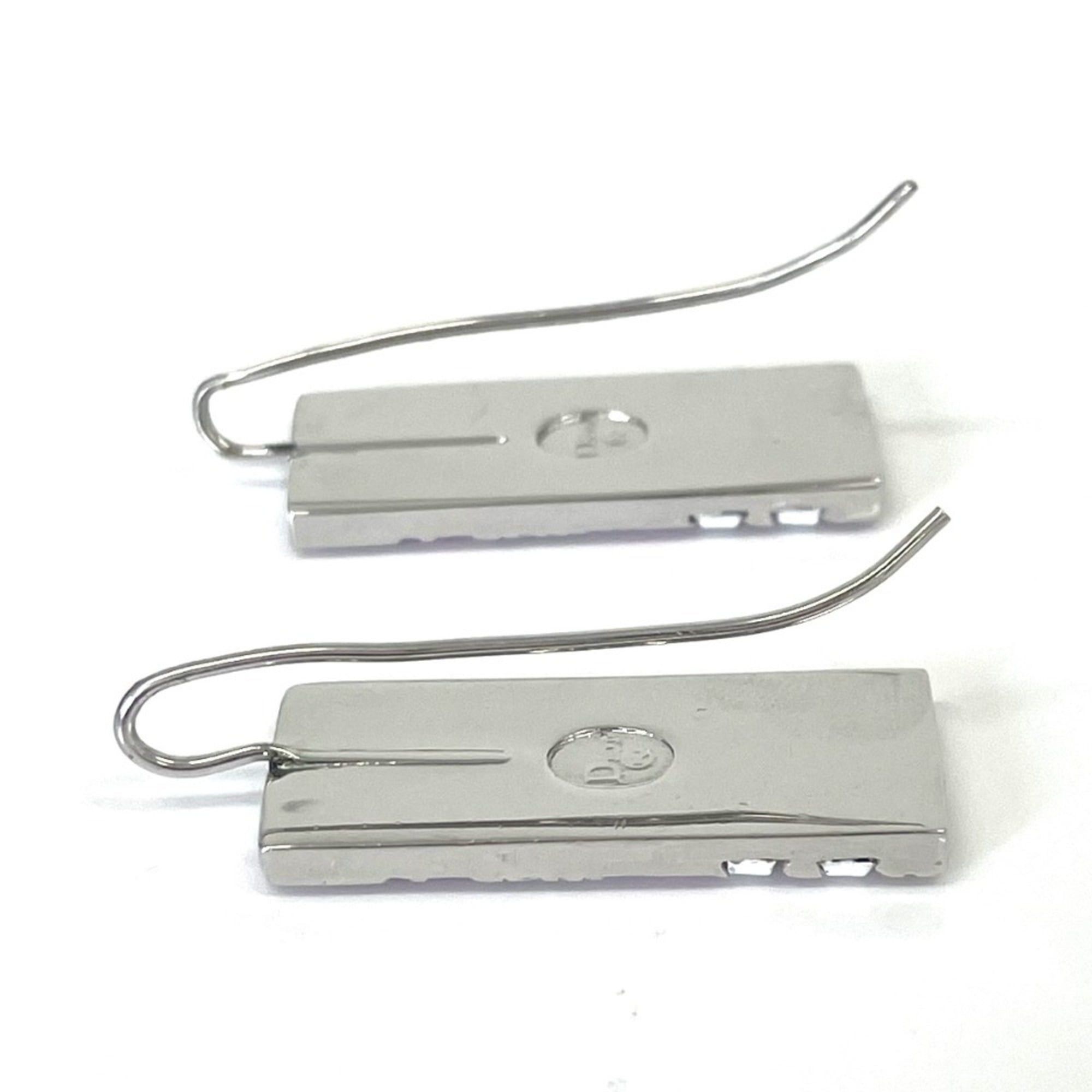 Dior Christian Dior Trotter Numbering Plate Hook Earrings, Silver x Pink, Women's Size ONE SIZE - 3 Thumbnail