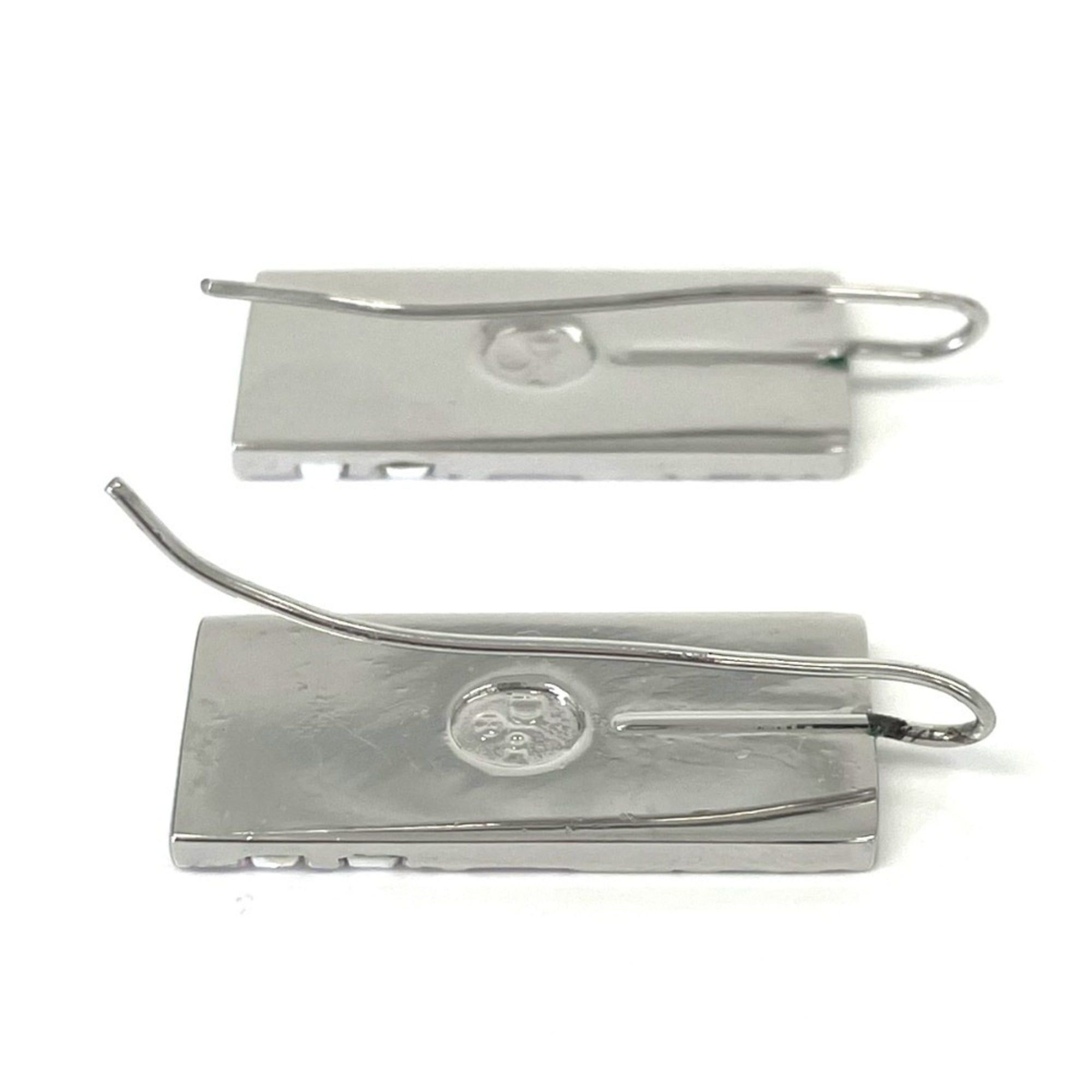Dior Christian Dior Trotter Numbering Plate Hook Earrings, Silver x Pink, Women's Size ONE SIZE - 4 Thumbnail
