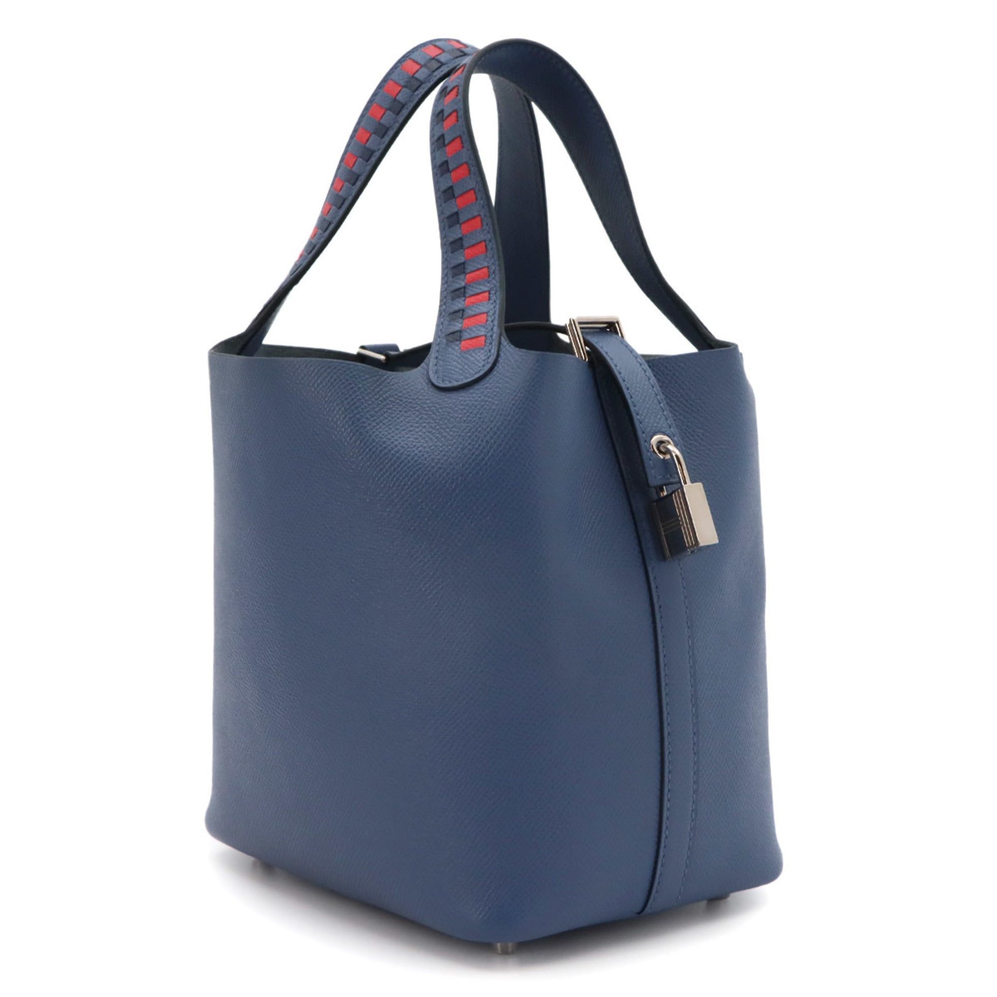 Hermes Hermes Picotin Lock PM Tressage Handbag, Epsom Leather, Blue Brighton, Capucines, Saphir, C Stamp, Silver Hardware. Size ONE SIZE - 3 Thumbnail
