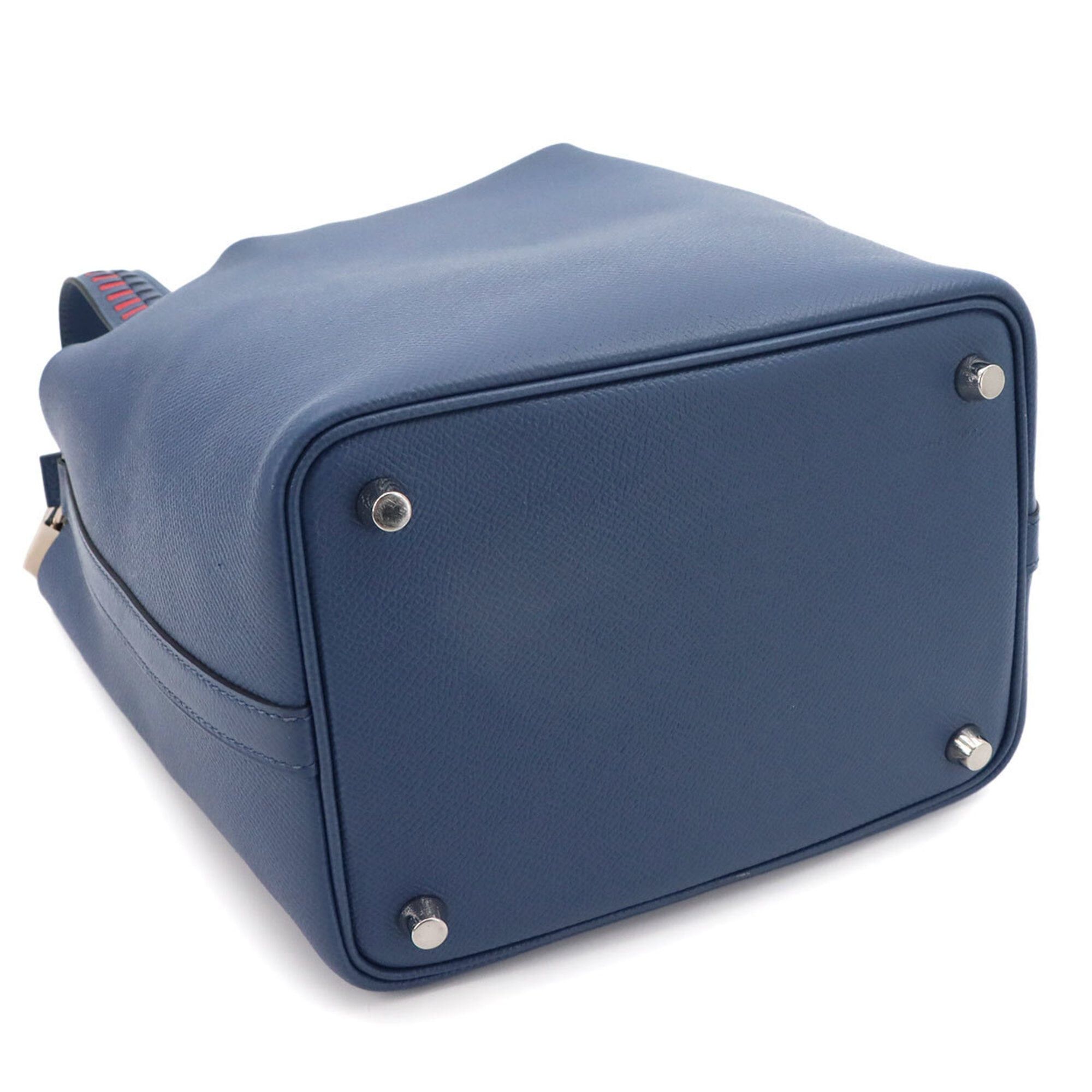 Hermes Hermes Picotin Lock PM Tressage Handbag, Epsom Leather, Blue Brighton, Capucines, Saphir, C Stamp, Silver Hardware. Size ONE SIZE - 4 Thumbnail