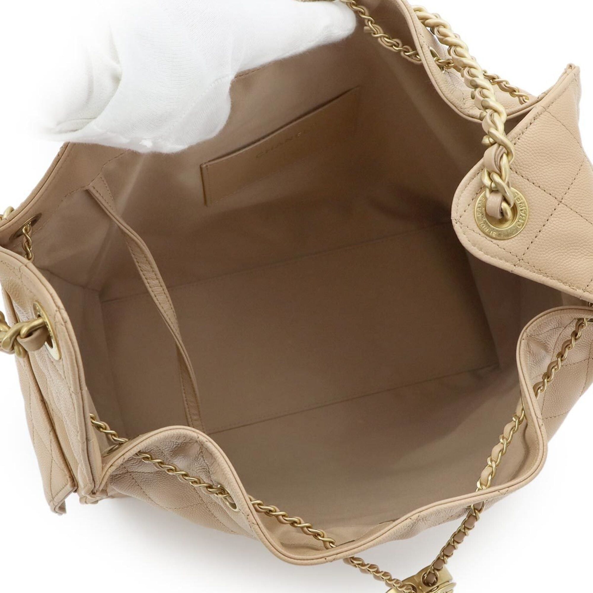 Chanel Chanel 25 Small Shoulder Handbag, Caviar Leather, Beige, AS5293, Gold Hardware. Size ONE SIZE - 7 Thumbnail