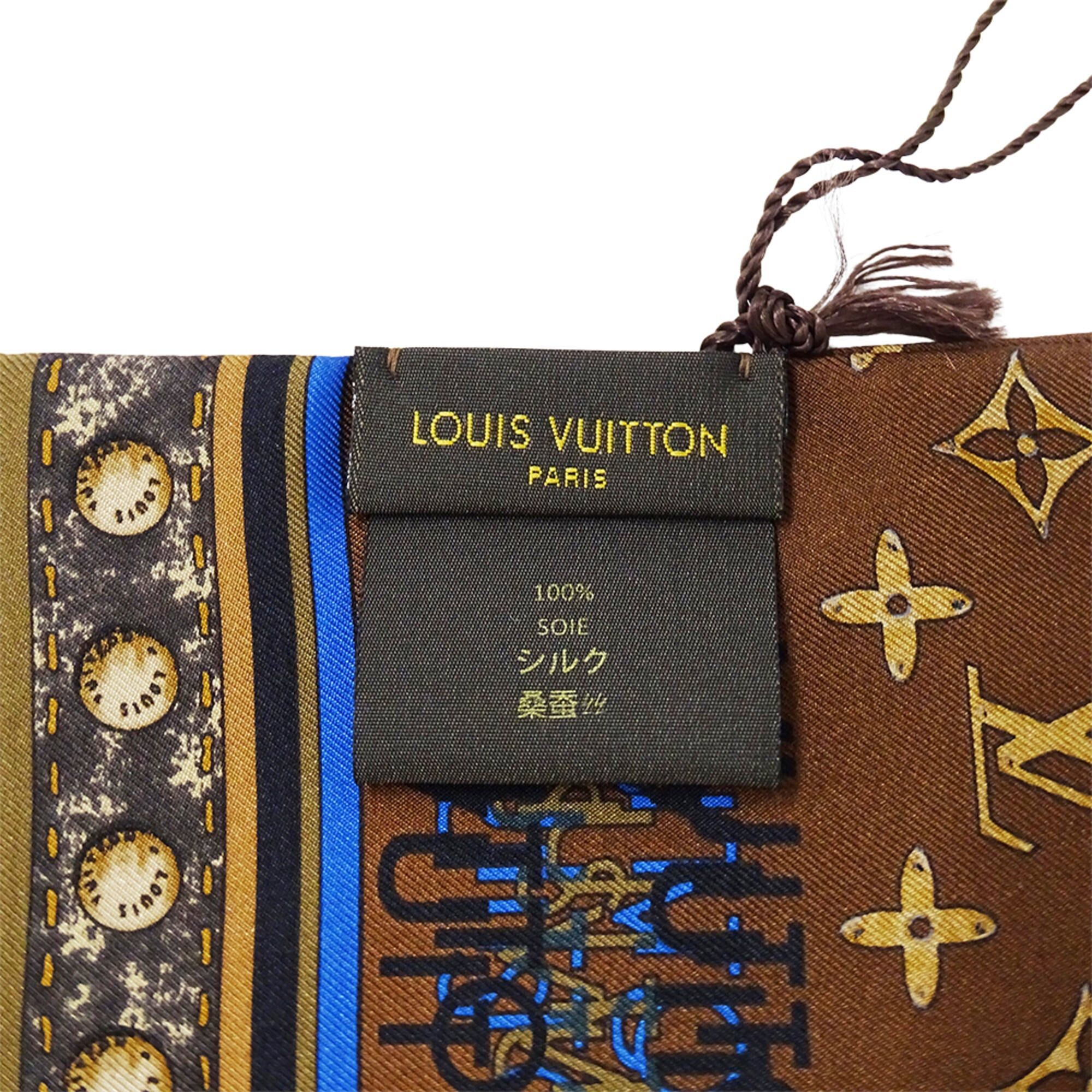Louis Vuitton Louis Vuitton Scarf Muffler Women's Brand Silk Bandeau Monogram Map Brown Navy M75043 Size ONE SIZE - 5 Thumbnail