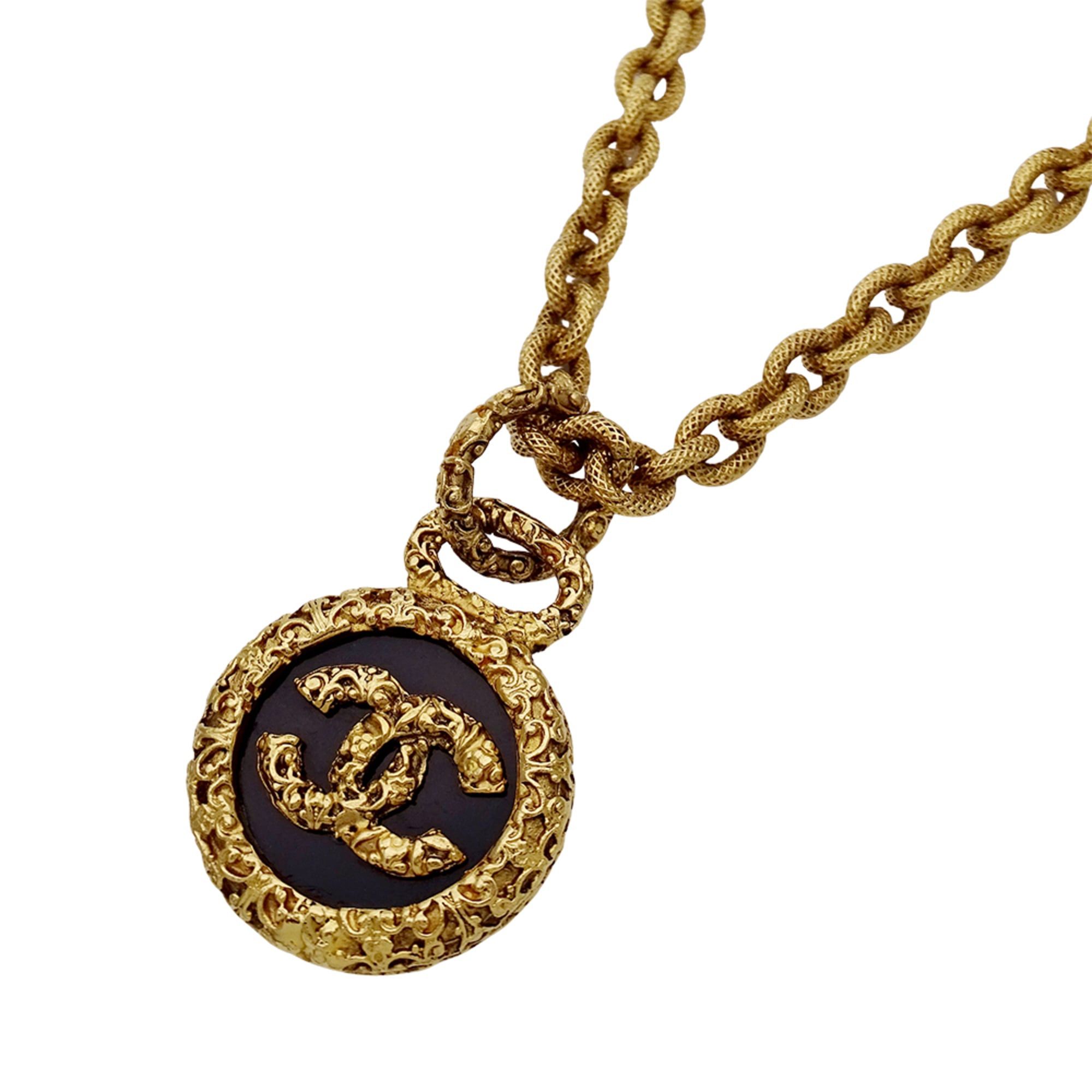 Chanel Chanel necklace for women, gold and black, with the iconic logo. Size ONE SIZE - 2 Thumbnail