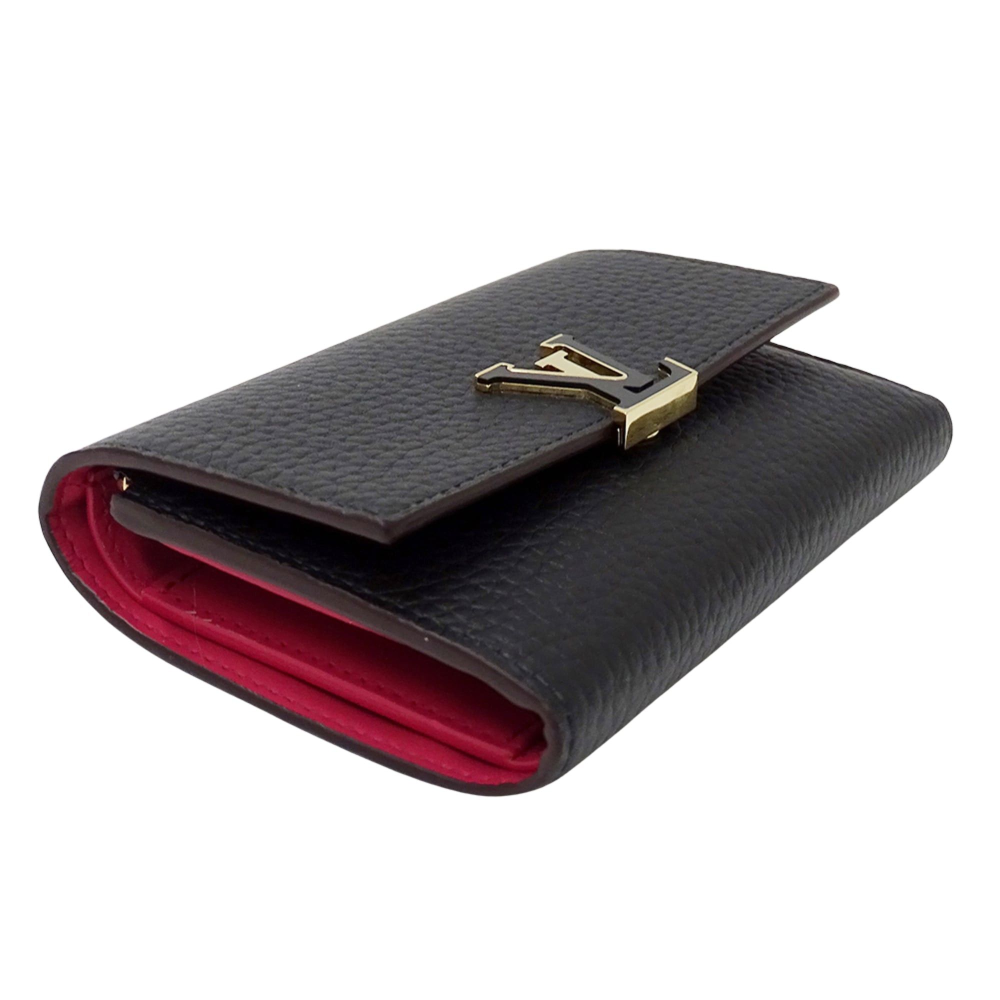 Louis Vuitton Louis Vuitton Women's Wallet, Brand Name, Bi-fold Portefeuille Capucines Compact, Taurillon Leather, Noir Hot Pink, M62157 Black Size ONE SIZE - 3 Thumbnail