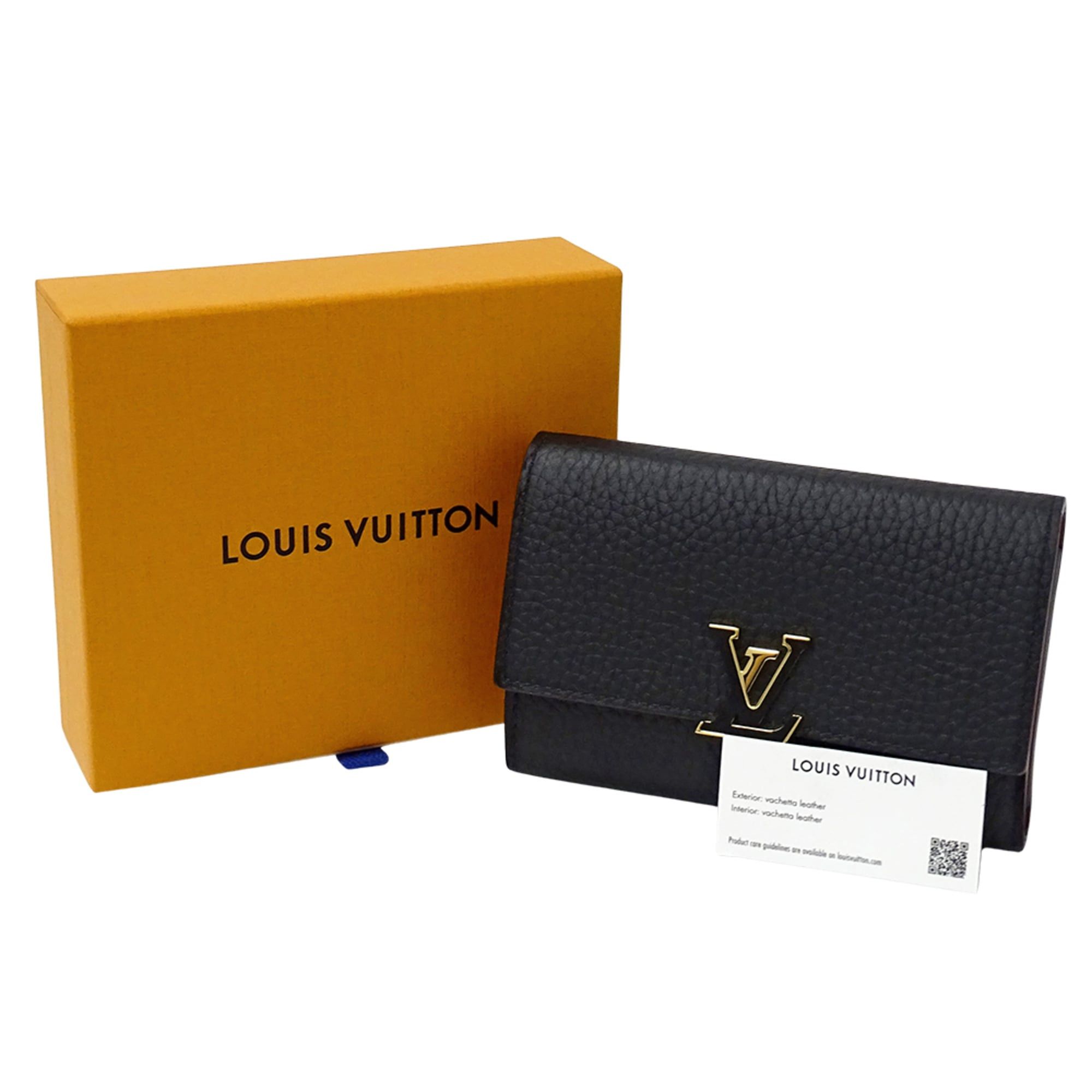 Louis Vuitton Louis Vuitton Women's Wallet, Brand Name, Bi-fold Portefeuille Capucines Compact, Taurillon Leather, Noir Hot Pink, M62157 Black Size ONE SIZE - 6 Thumbnail