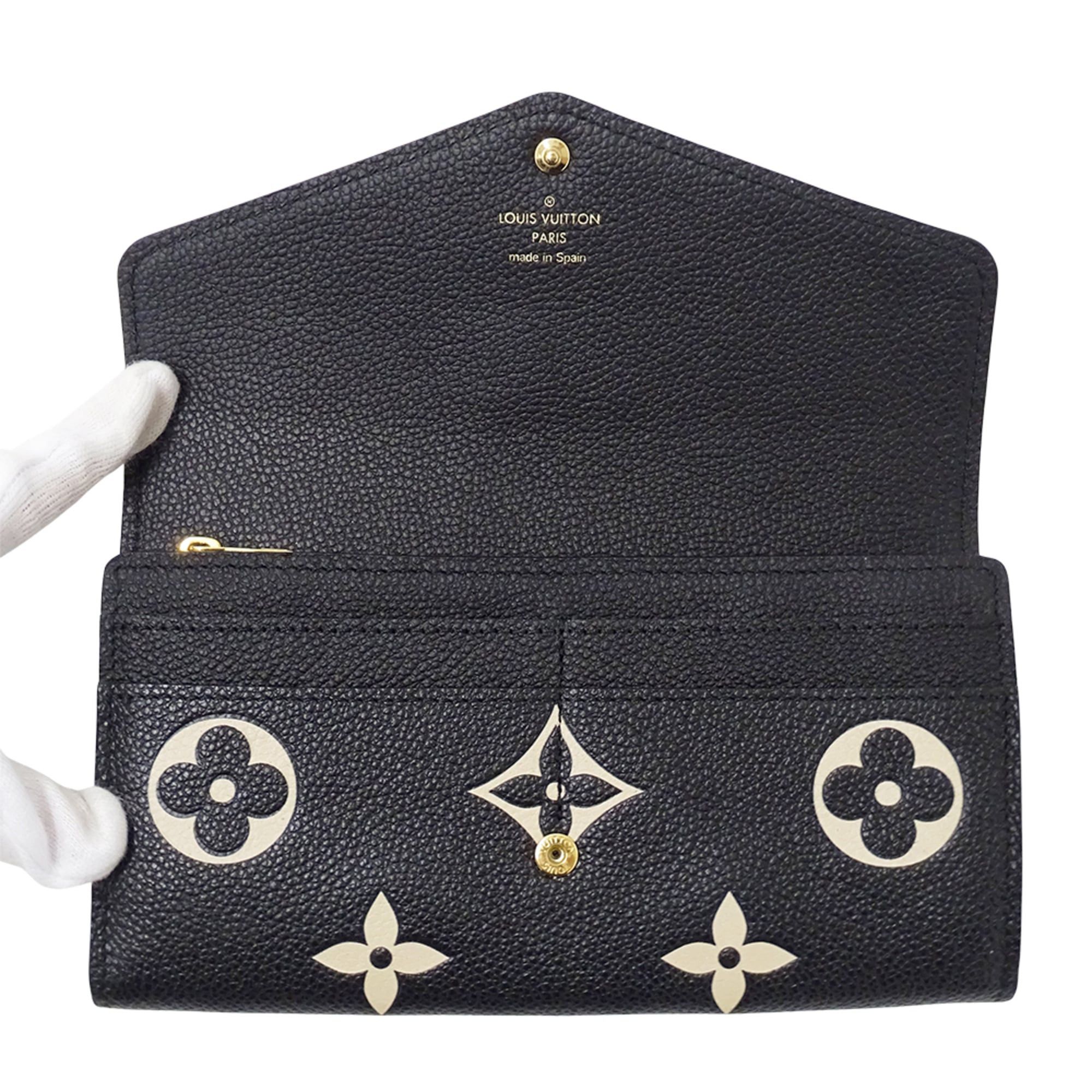 Louis Vuitton Louis Vuitton Bicolor Monogram Empreinte Women's Long Wallet Portefeuille Sarah Noir Beige M80496 Black Size ONE SIZE - 4 Thumbnail