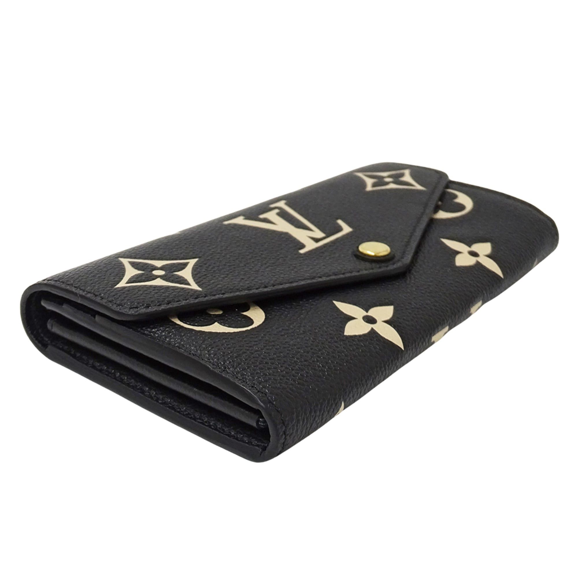 Louis Vuitton Louis Vuitton Bicolor Monogram Empreinte Women's Long Wallet Portefeuille Sarah Noir Beige M80496 Black Size ONE SIZE - 3 Thumbnail