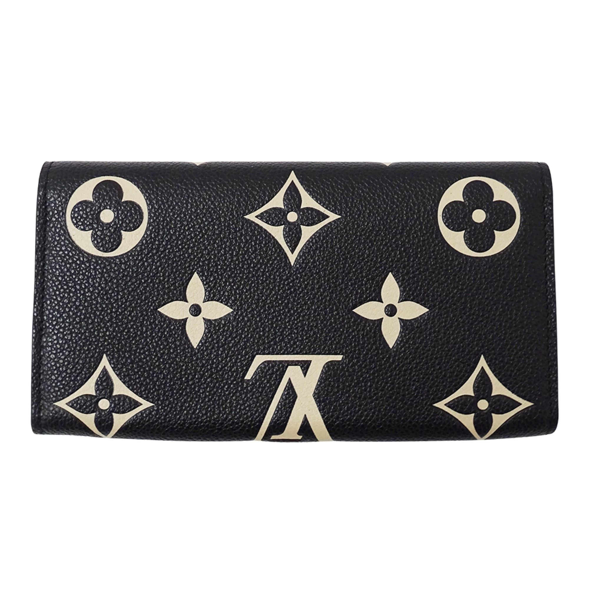 Louis Vuitton Louis Vuitton Bicolor Monogram Empreinte Women's Long Wallet Portefeuille Sarah Noir Beige M80496 Black Size ONE SIZE - 2 Thumbnail