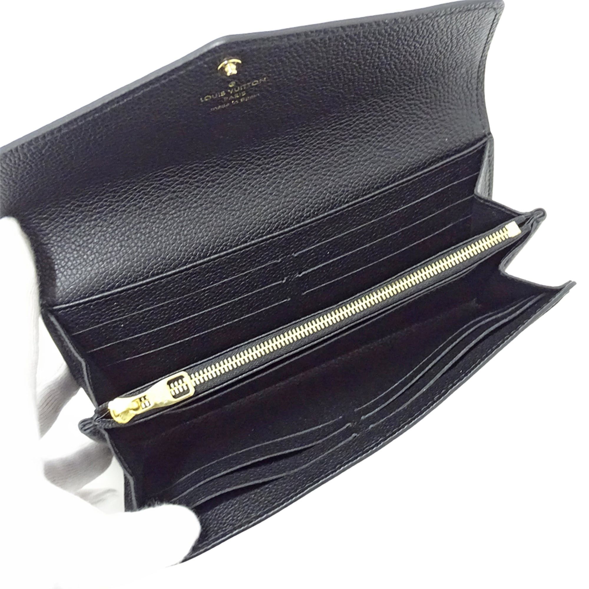 Louis Vuitton Louis Vuitton Bicolor Monogram Empreinte Women's Long Wallet Portefeuille Sarah Noir Beige M80496 Black Size ONE SIZE - 5 Thumbnail