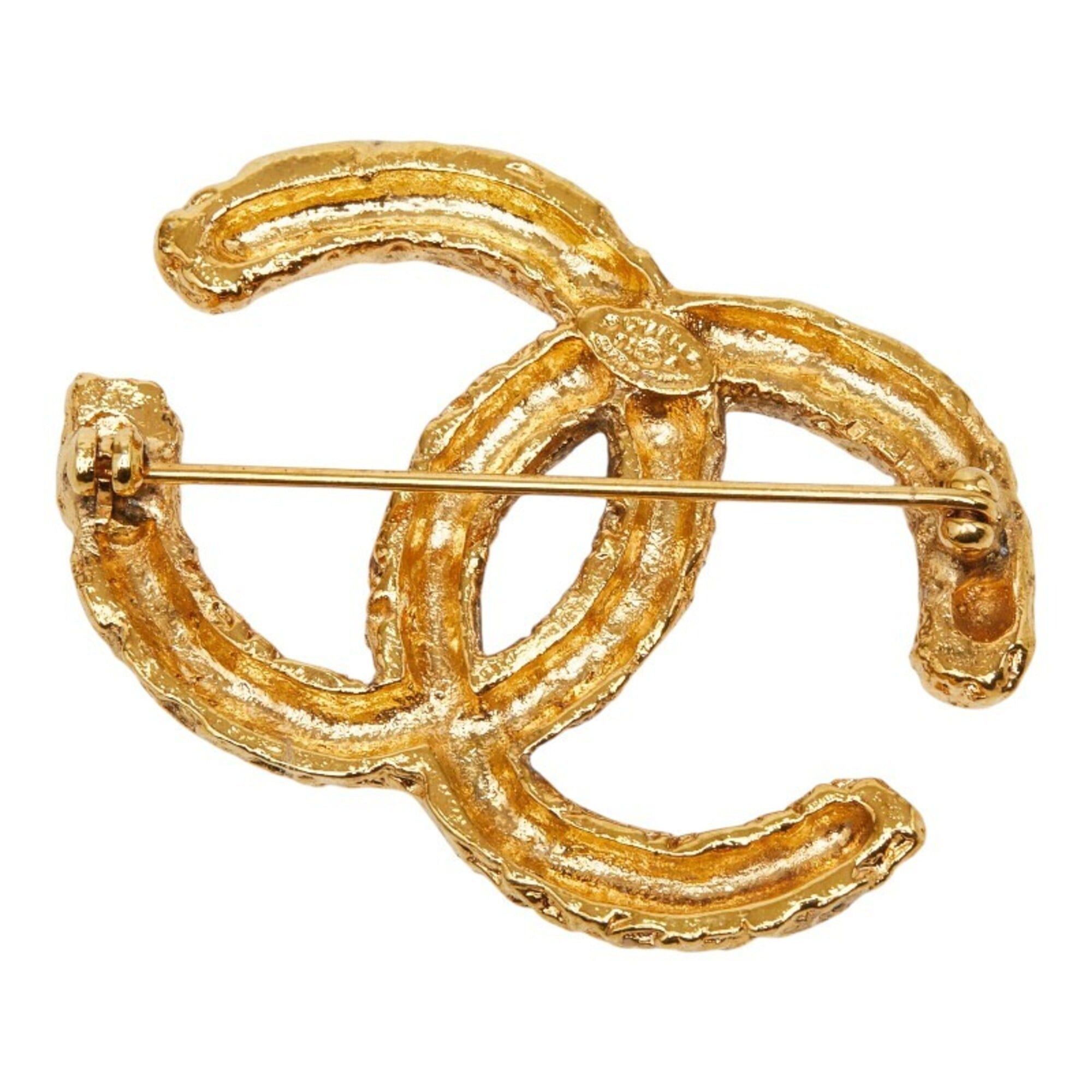 Chanel Chanel Coco Mark Logo Brooch, 03A Engraving, Gold Plated, Women's. Size ONE SIZE - 2 Thumbnail