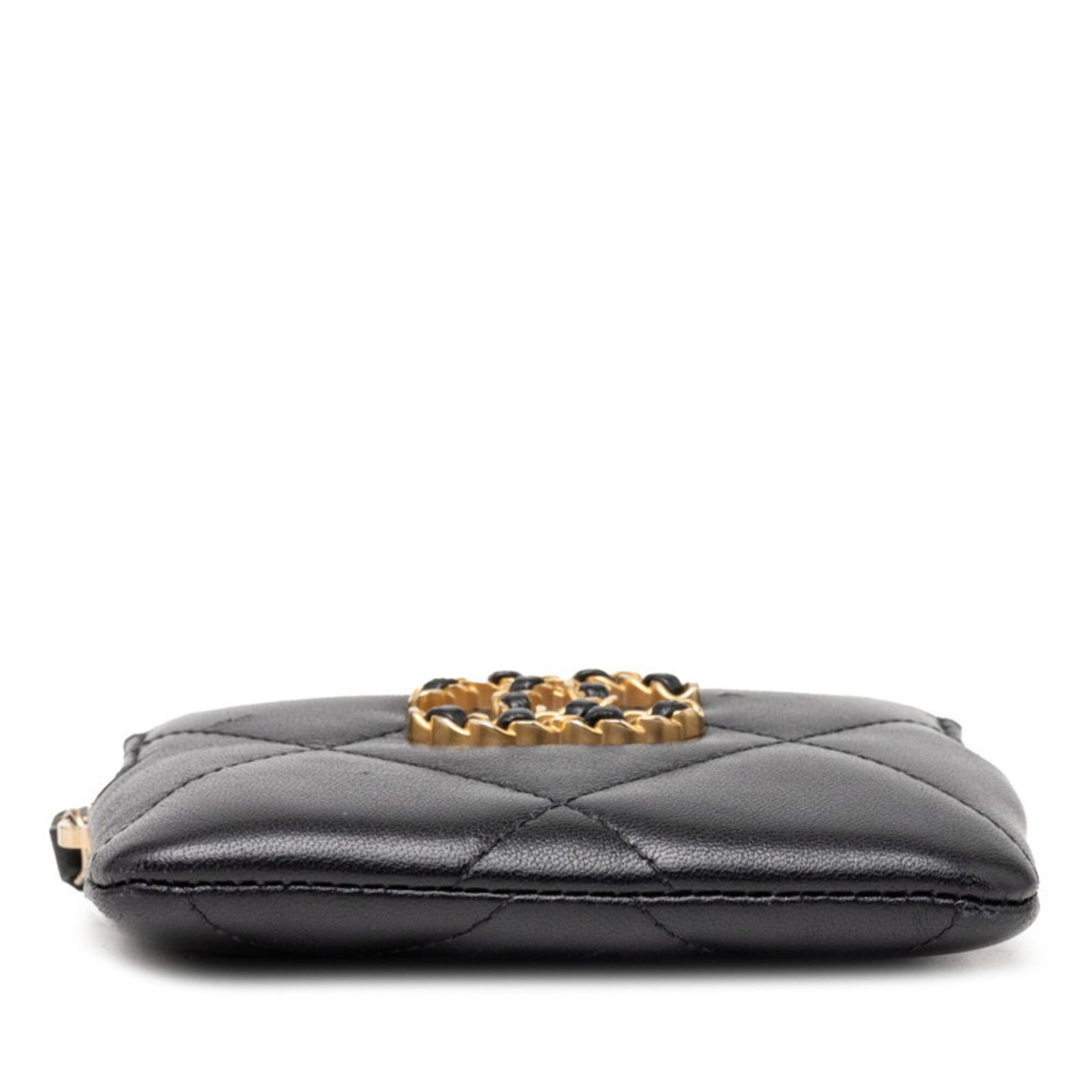 Chanel Chanel 19 Coco Mark Matelassé Zip Coin Purse Business Card Holder/Card Case AP2086 Black Lambskin Women's CHANEL Size ONE SIZE - 3 Thumbnail