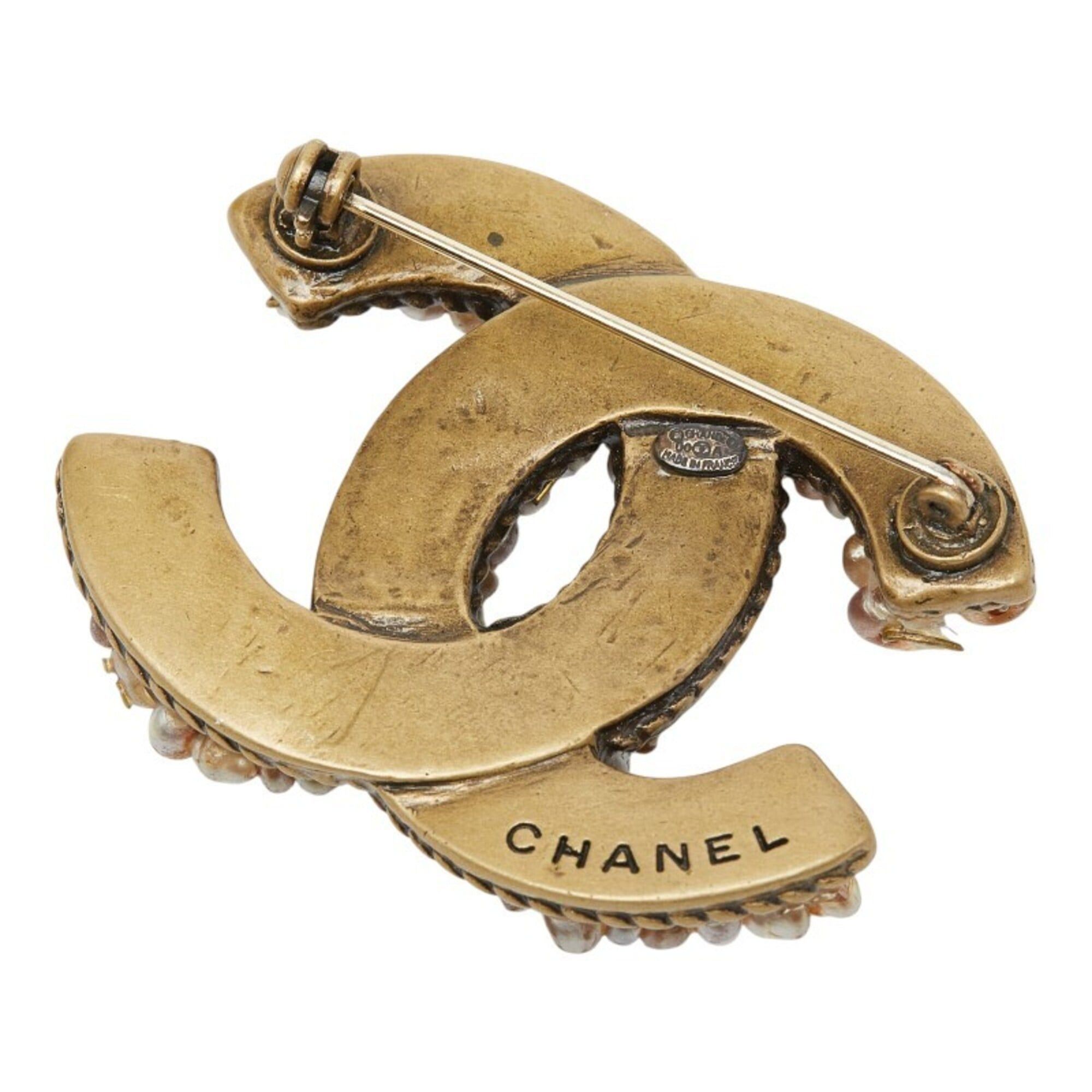 Chanel Chanel Coco Mark Brooch, 00A Engraving, Gold, Faux Pearl Plated, Women's. Size ONE SIZE - 2 Thumbnail