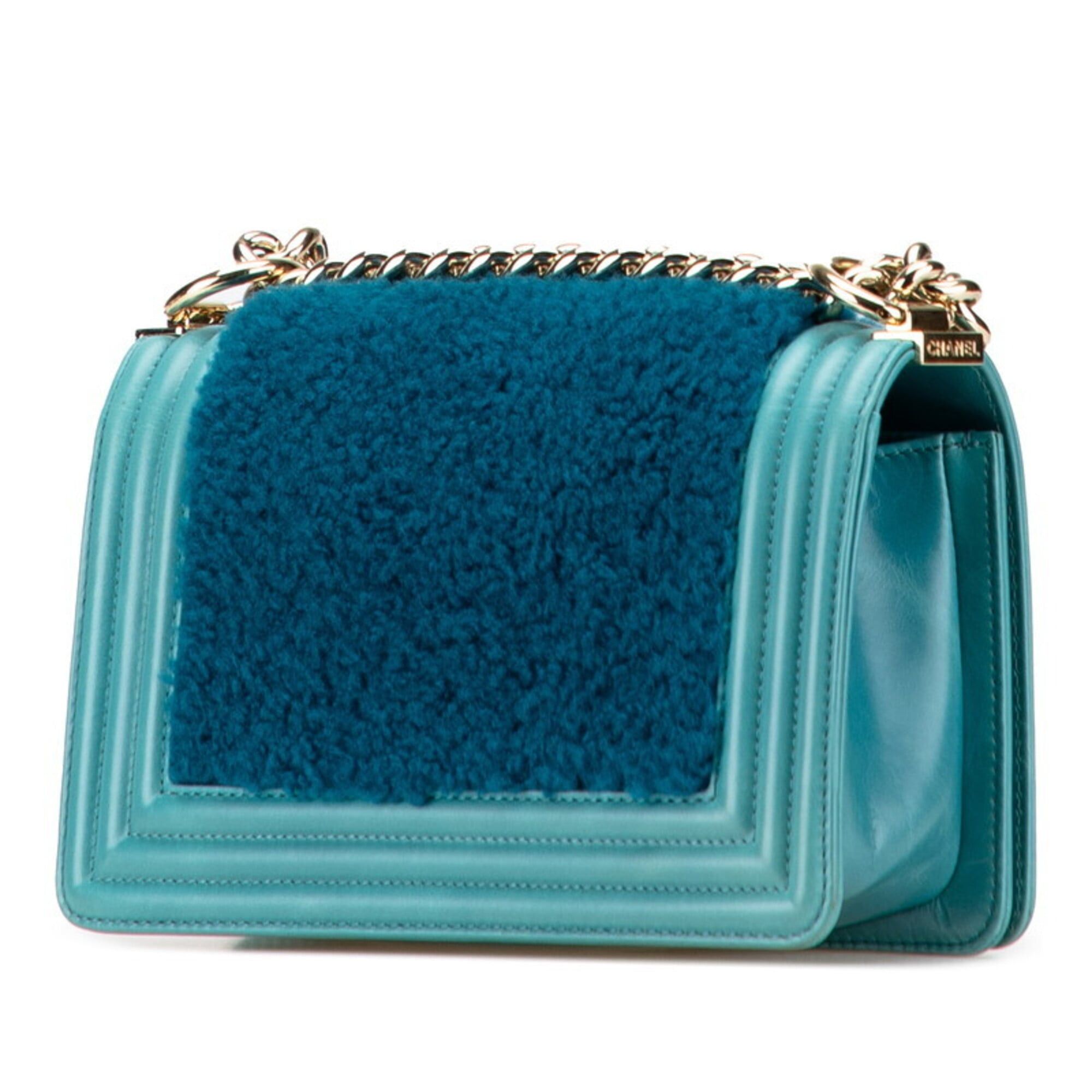 Chanel Chanel Coco Mark Boy 20 Mini Chain Shoulder Bag, Blue/Green Tones, Shearling Leather, Women's CHANEL Size ONE SIZE - 2 Thumbnail