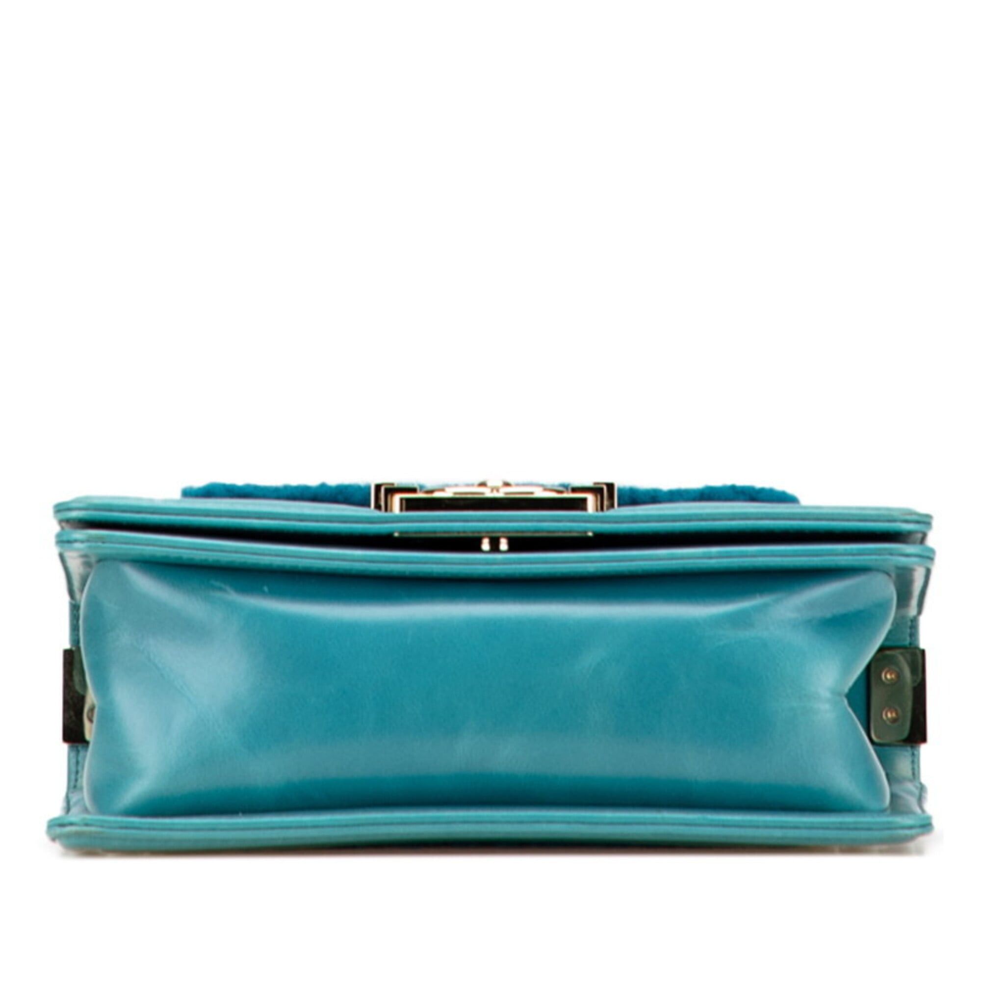 Chanel Chanel Coco Mark Boy 20 Mini Chain Shoulder Bag, Blue/Green Tones, Shearling Leather, Women's CHANEL Size ONE SIZE - 3 Thumbnail