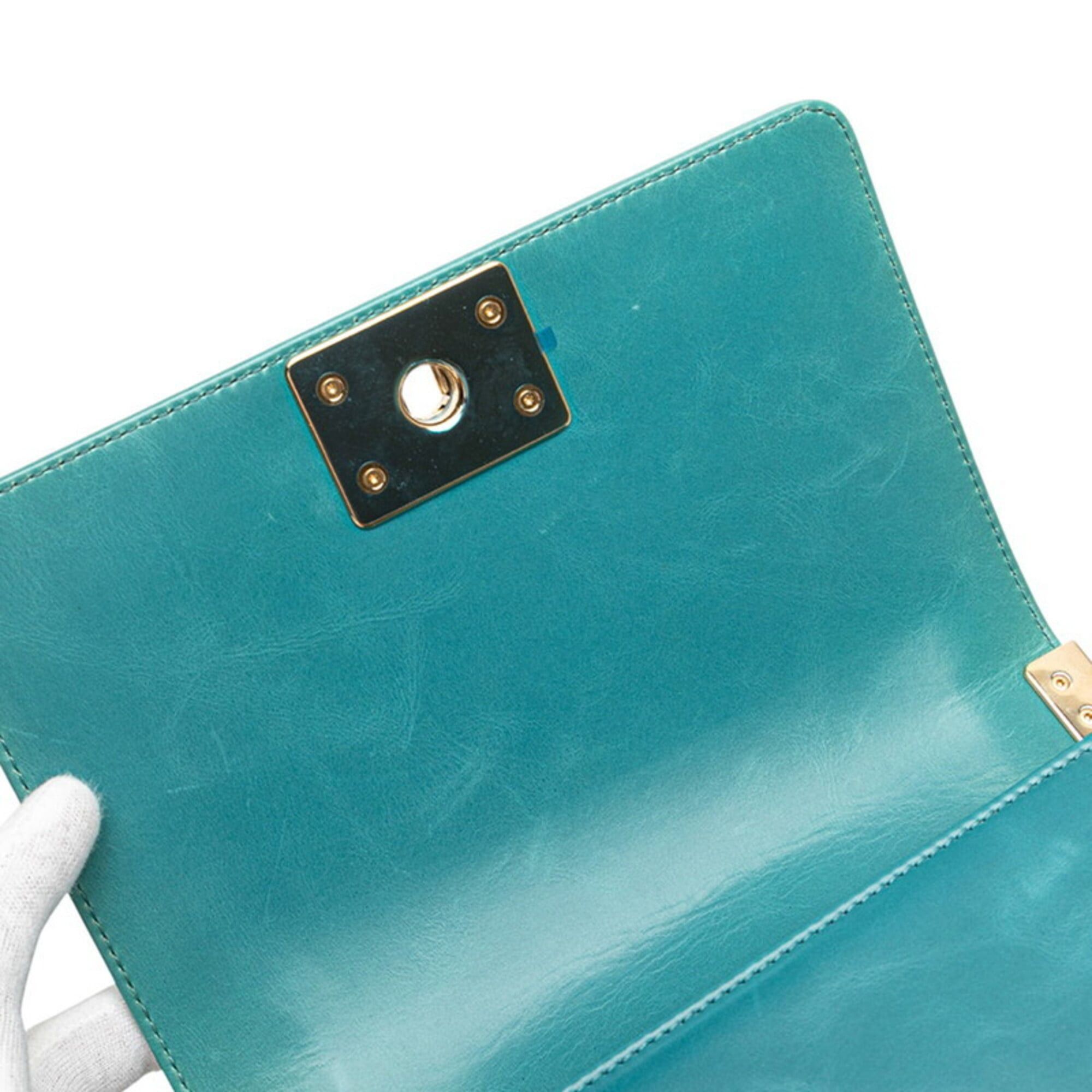 Chanel Chanel Coco Mark Boy 20 Mini Chain Shoulder Bag, Blue/Green Tones, Shearling Leather, Women's CHANEL Size ONE SIZE - 5 Thumbnail