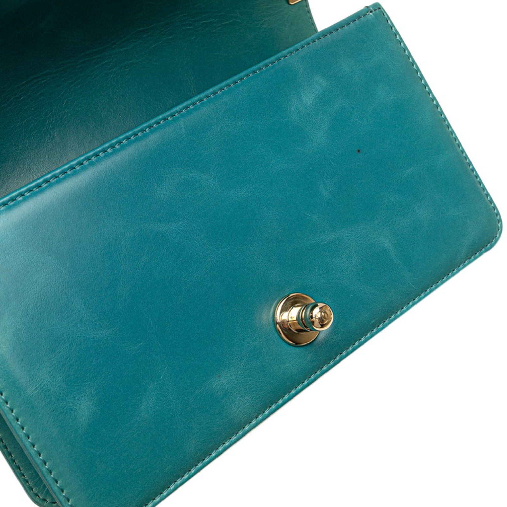 Chanel Chanel Coco Mark Boy 20 Mini Chain Shoulder Bag, Blue/Green Tones, Shearling Leather, Women's CHANEL Size ONE SIZE - 6 Thumbnail