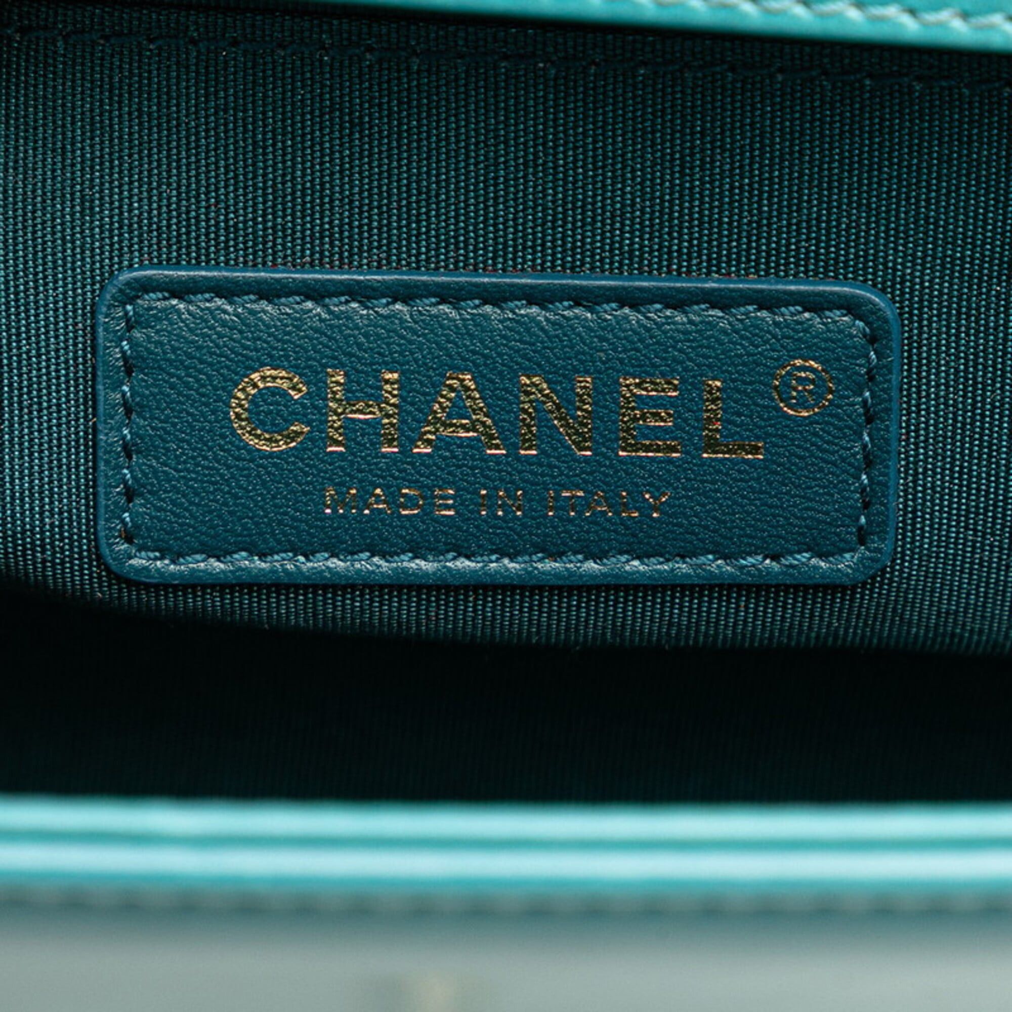 Chanel Chanel Coco Mark Boy 20 Mini Chain Shoulder Bag, Blue/Green Tones, Shearling Leather, Women's CHANEL Size ONE SIZE - 8 Thumbnail