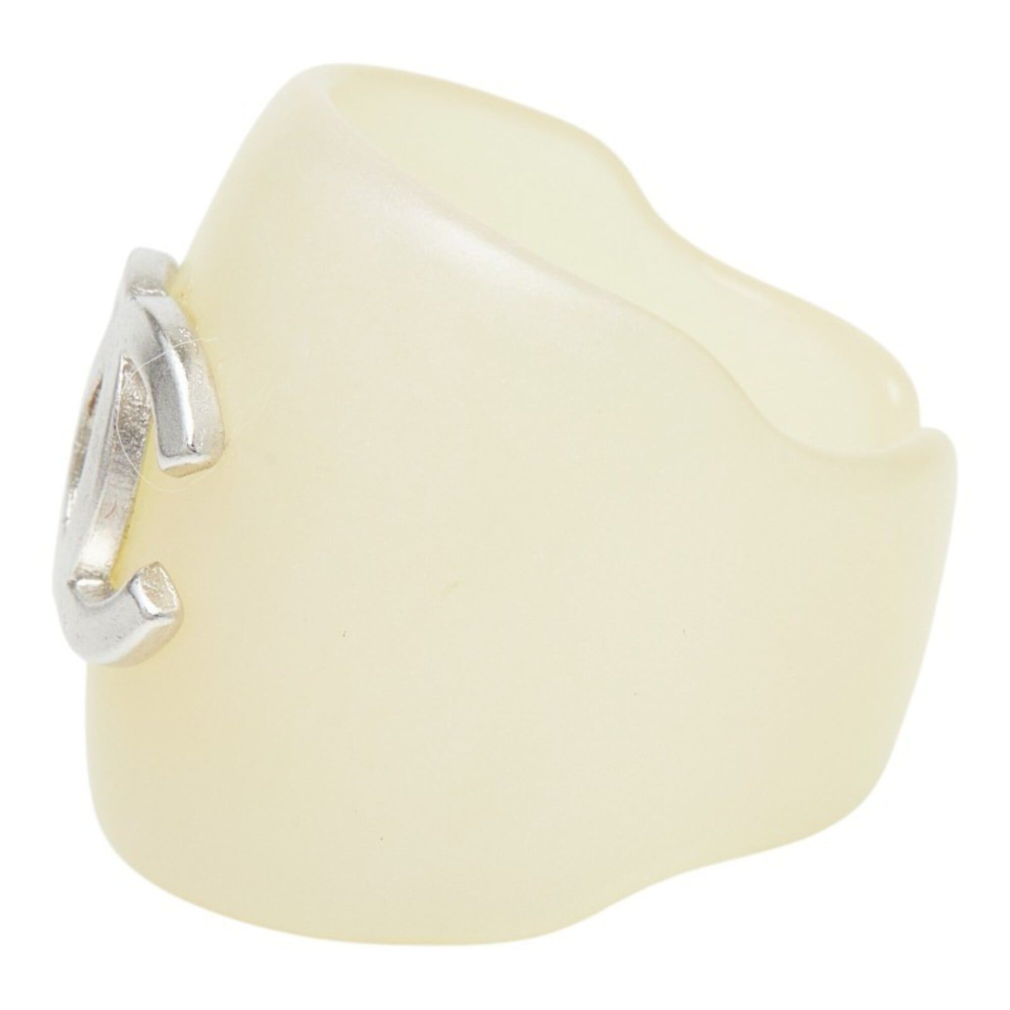 Chanel Chanel Coco Mark Ring, Ivory Silver Plastic, Women's CHANEL Size ONE SIZE - 3 Thumbnail