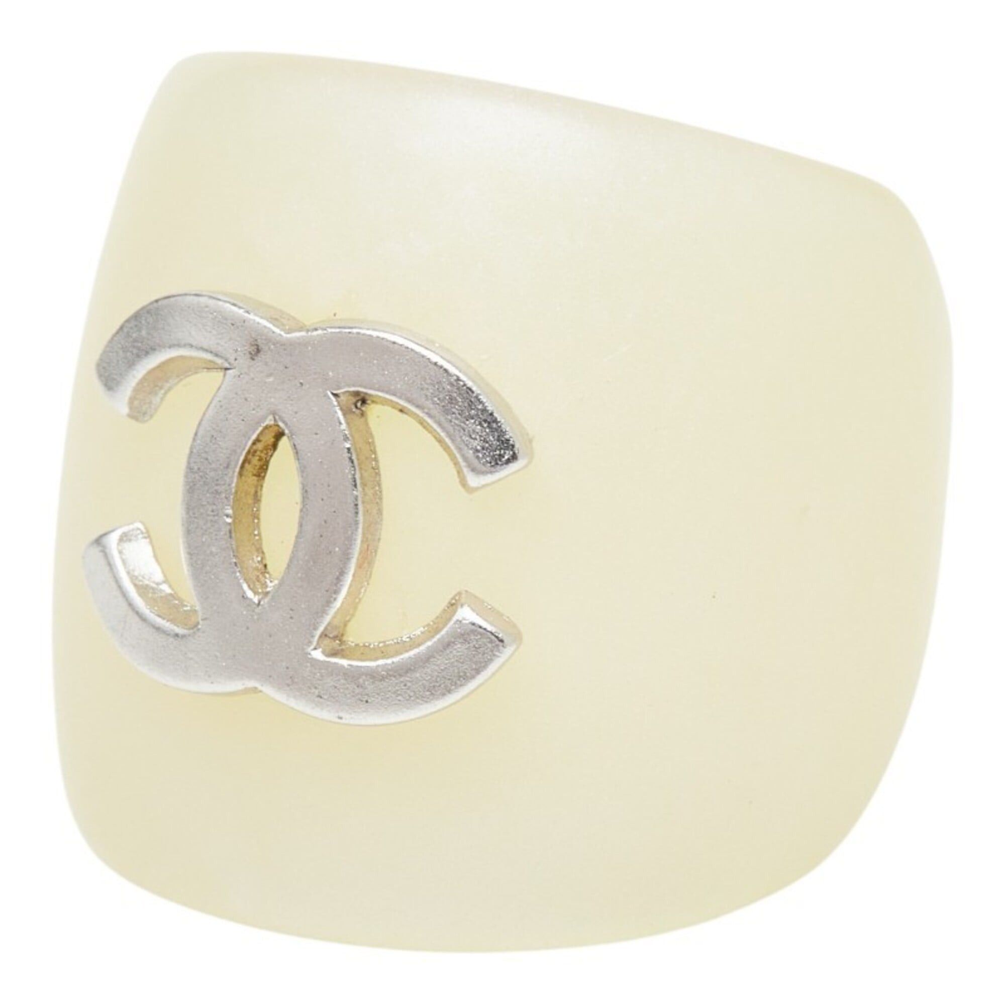 Chanel Chanel Coco Mark Ring, Ivory Silver Plastic, Women's CHANEL Size ONE SIZE - 2 Thumbnail