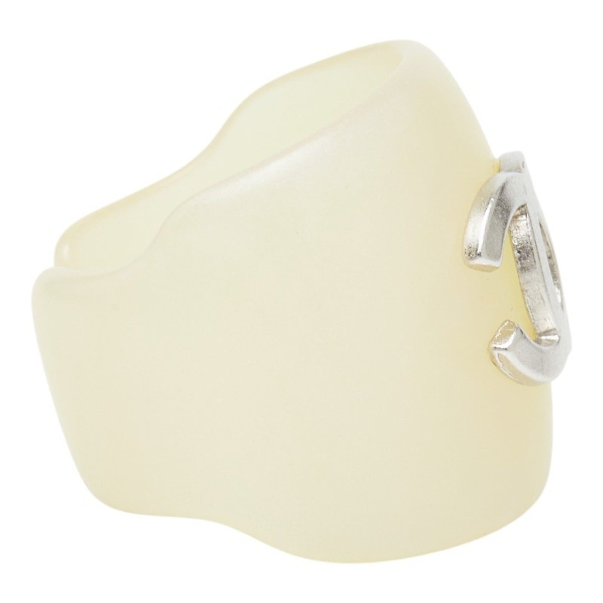 Chanel Chanel Coco Mark Ring, Ivory Silver Plastic, Women's CHANEL Size ONE SIZE - 4 Thumbnail