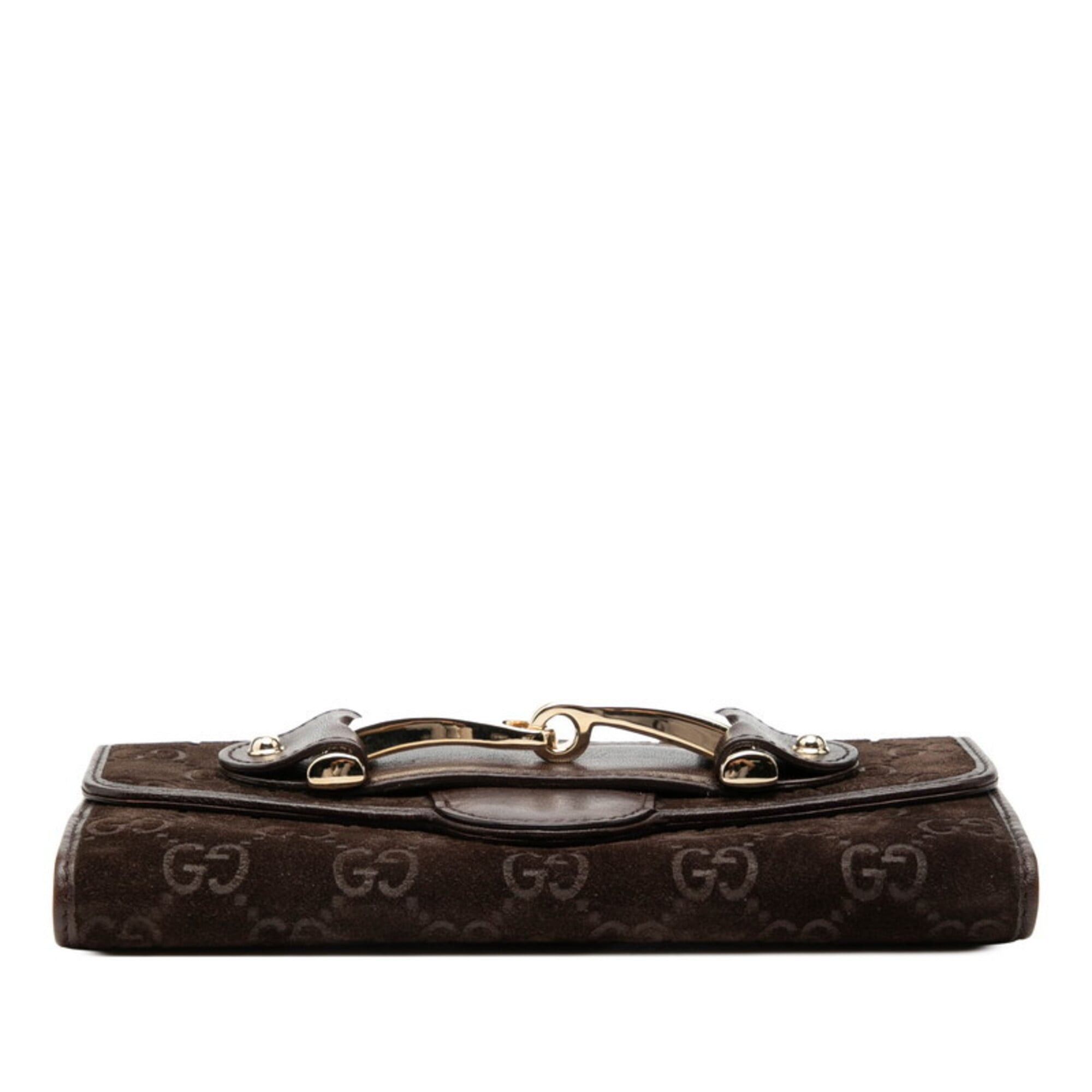 Gucci Gucci Horsebit Long Wallet 138040 Brown Suede Leather Women's GUCCI Size ONE SIZE - 3 Thumbnail