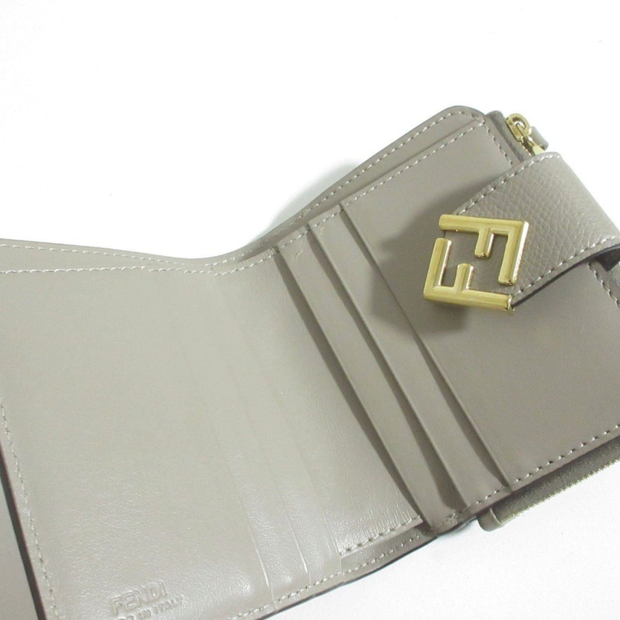 Fendi FENDI FF Diamond Bi-fold Wallet, Taupe, Women's Size ONE SIZE - 5 Thumbnail