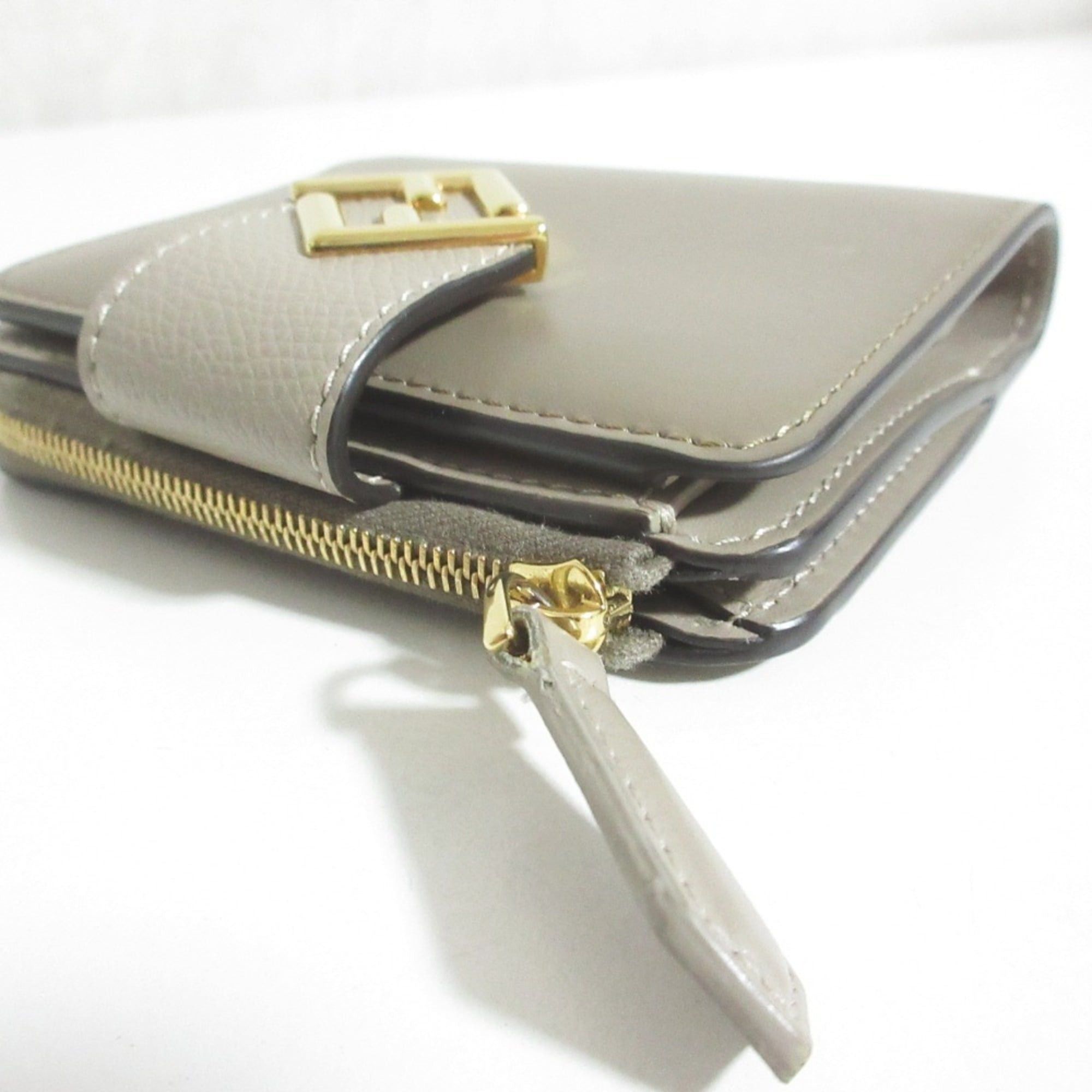 Fendi FENDI FF Diamond Bi-fold Wallet, Taupe, Women's Size ONE SIZE - 3 Thumbnail