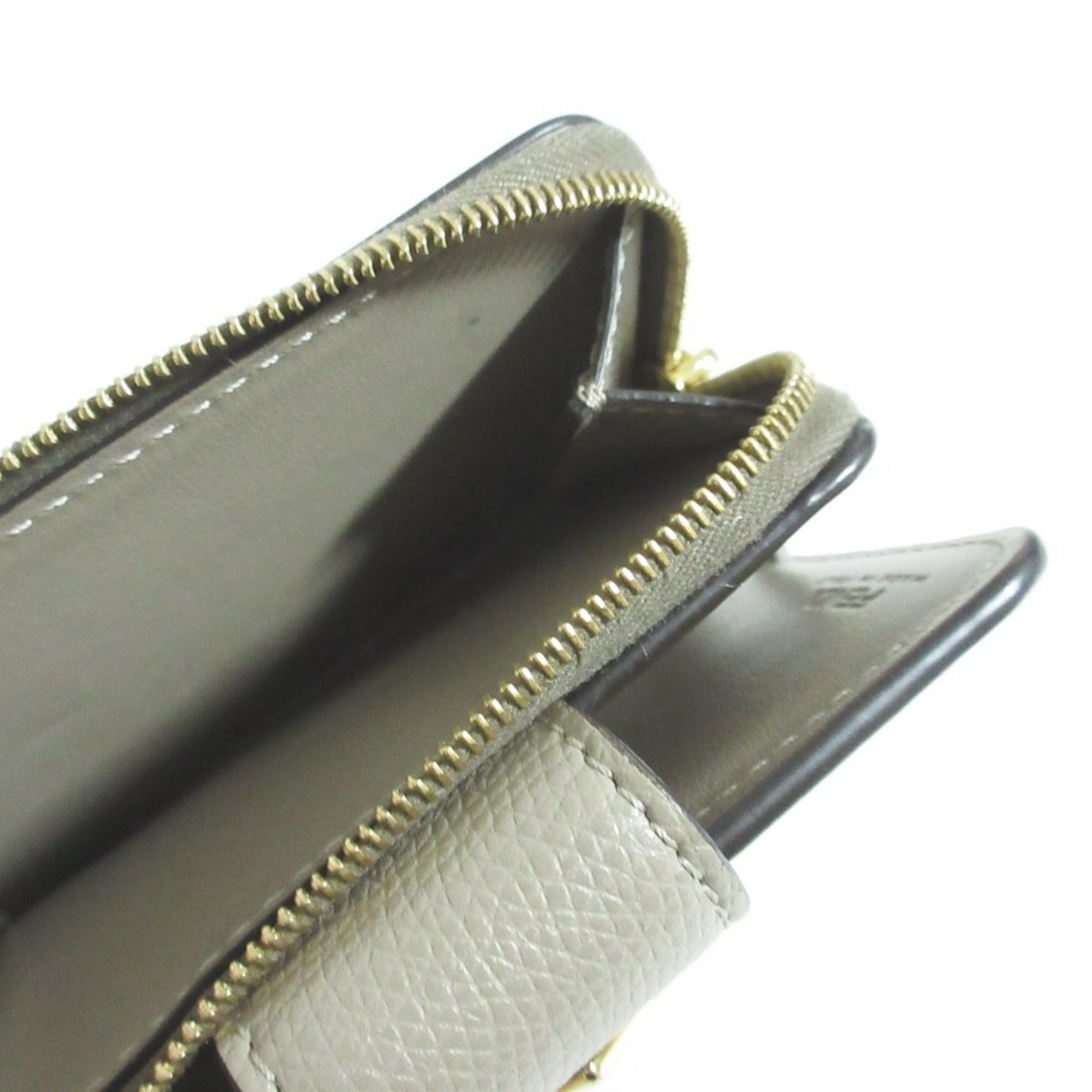 Fendi FENDI FF Diamond Bi-fold Wallet, Taupe, Women's Size ONE SIZE - 8 Thumbnail