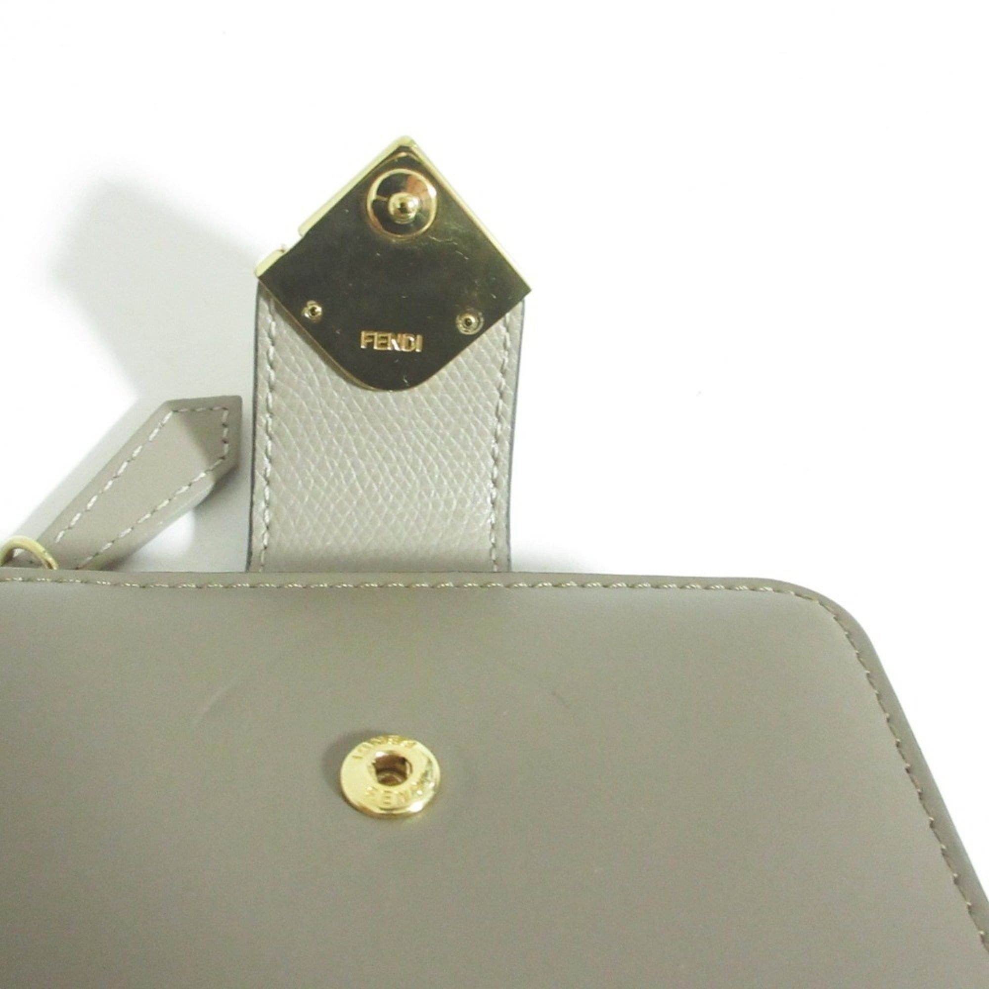 Fendi FENDI FF Diamond Bi-fold Wallet, Taupe, Women's Size ONE SIZE - 11 Thumbnail