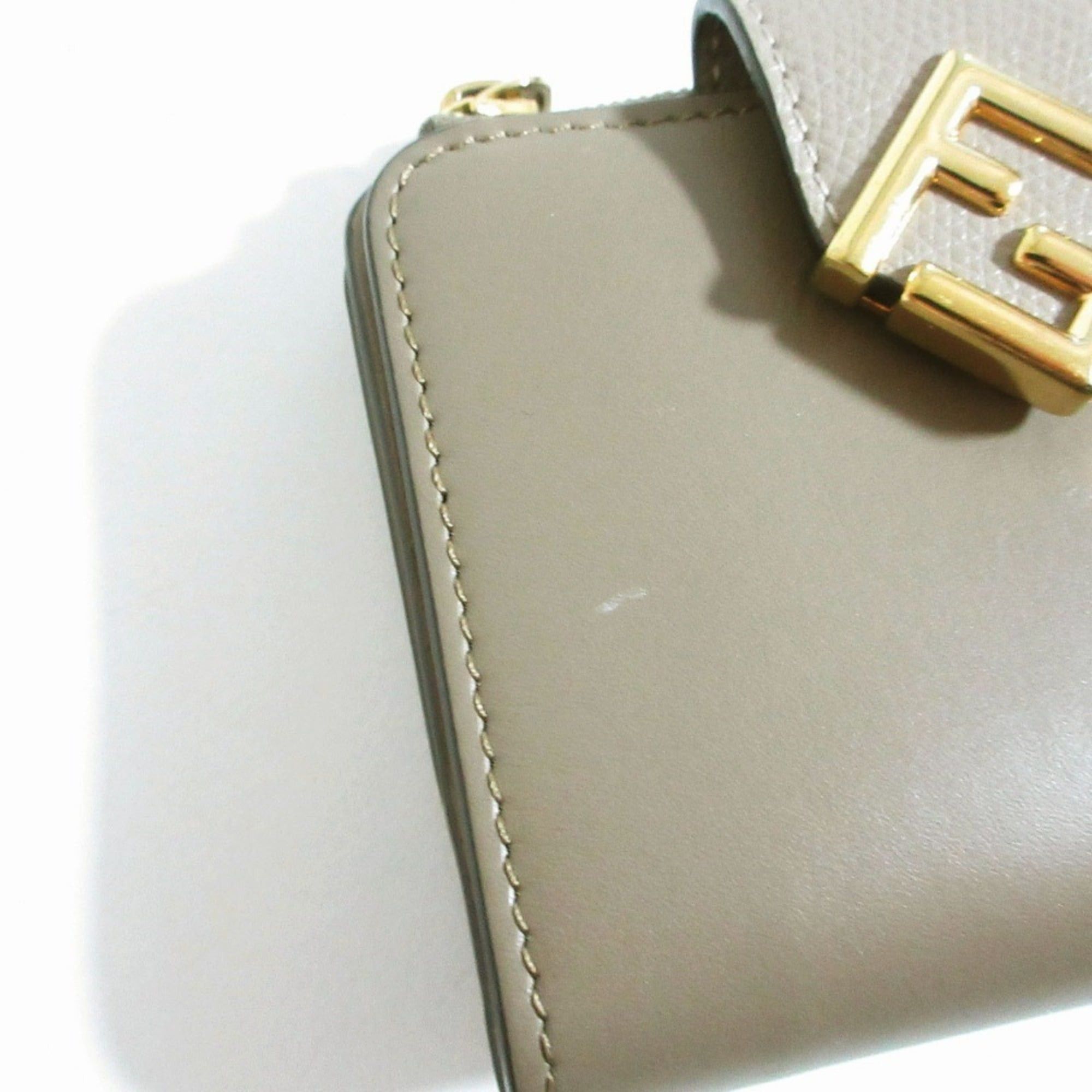 Fendi FENDI FF Diamond Bi-fold Wallet, Taupe, Women's Size ONE SIZE - 10 Thumbnail