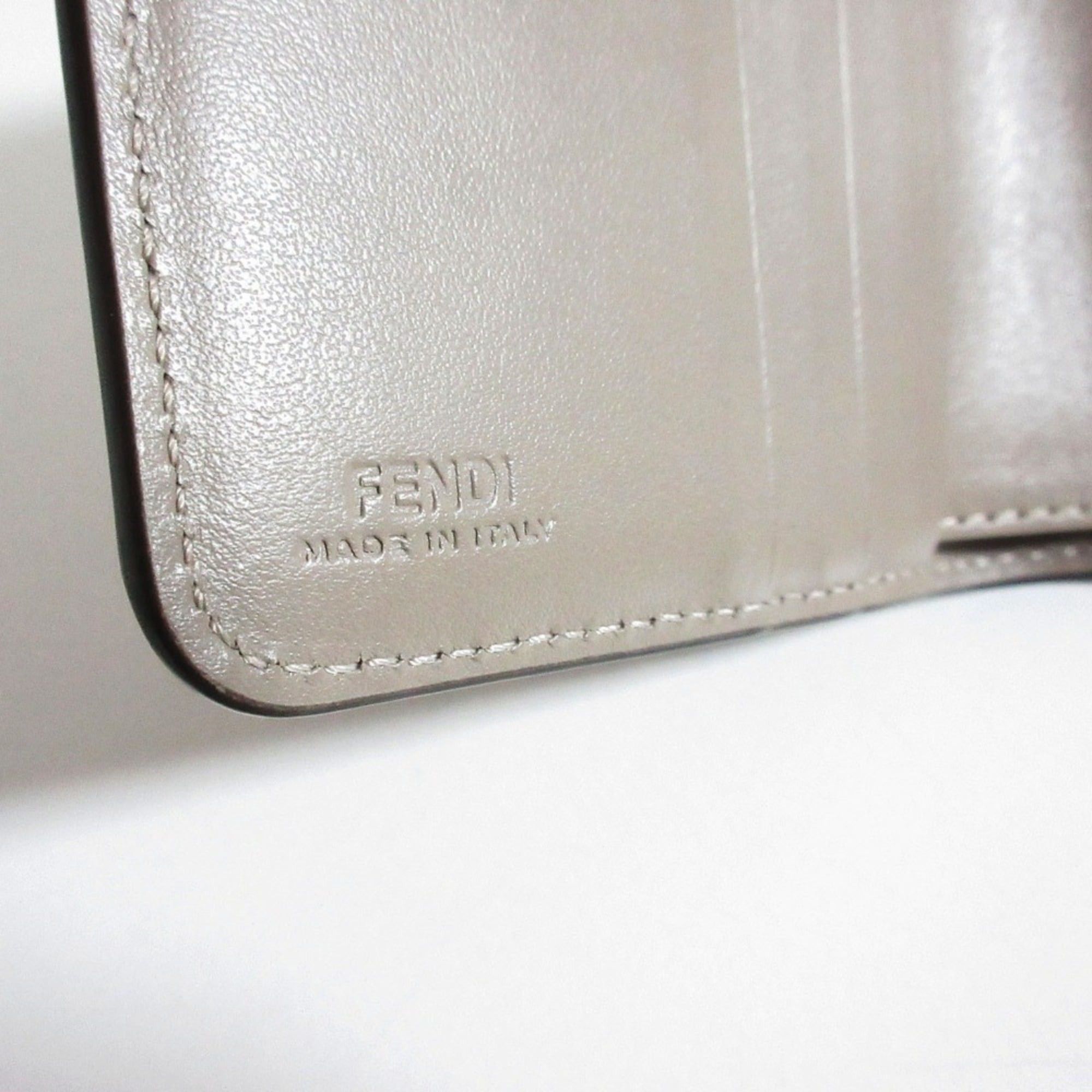 Fendi FENDI FF Diamond Bi-fold Wallet, Taupe, Women's Size ONE SIZE - 6 Thumbnail