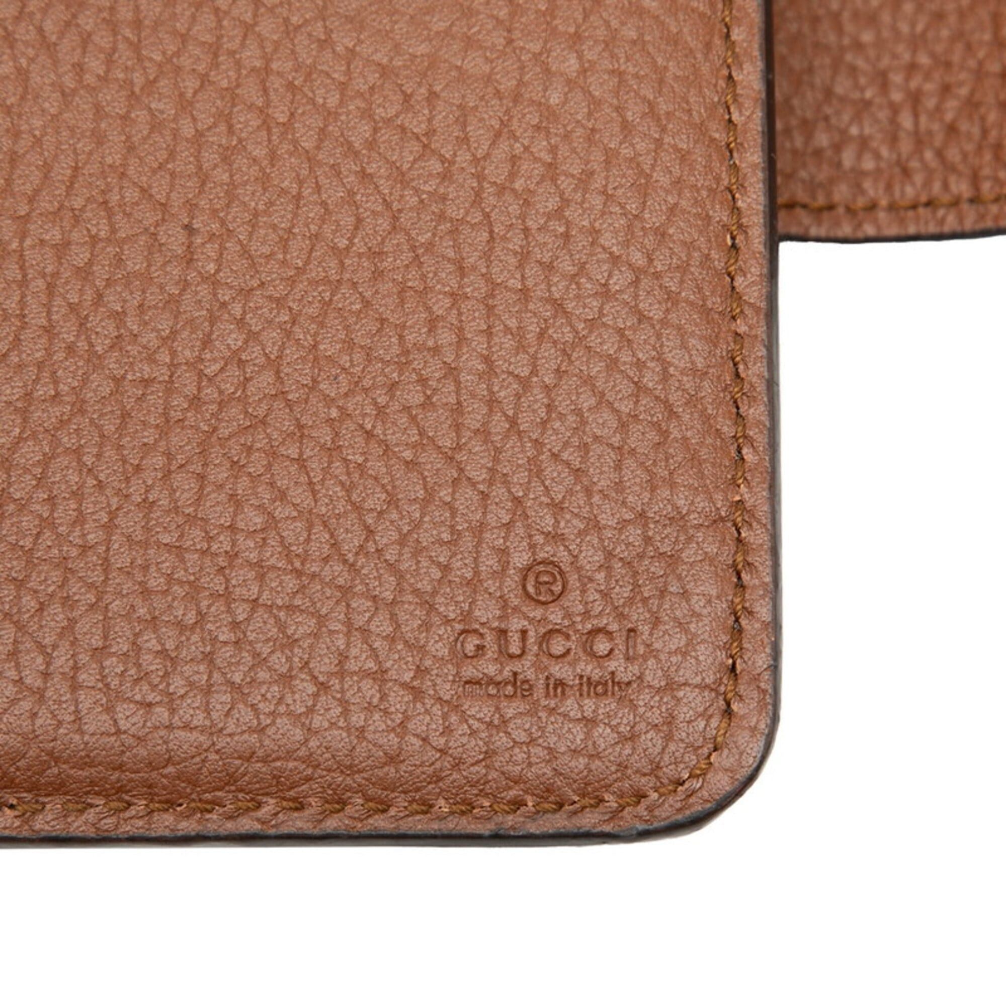 Gucci Gucci GG Marmont Bamboo Bi-fold Wallet Medium 739498 Brown Leather Women's GUCCI Size ONE SIZE - 6 Thumbnail