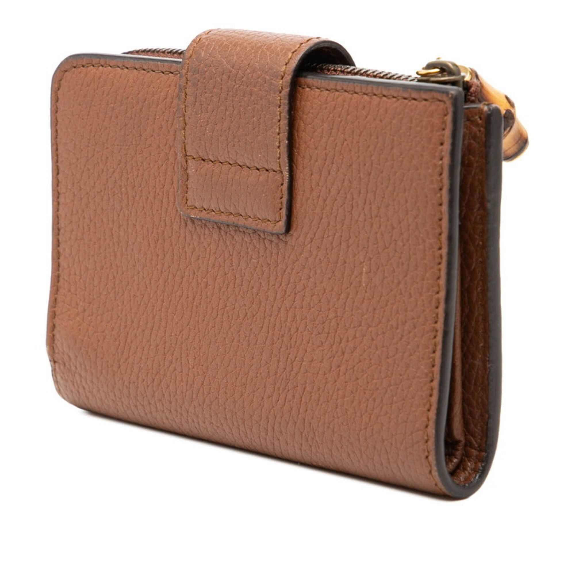 Gucci Gucci GG Marmont Bamboo Bi-fold Wallet Medium 739498 Brown Leather Women's GUCCI Size ONE SIZE - 2 Thumbnail