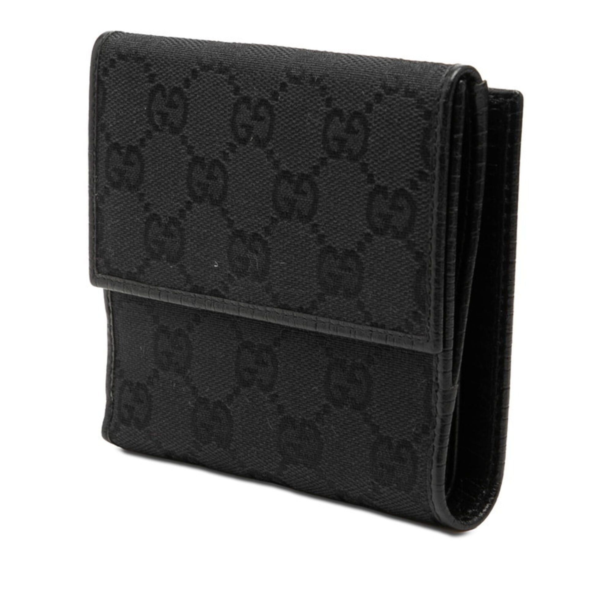 Gucci Gucci GG Canvas Bamboo Bi-fold Wallet 112523 Black Leather Women's GUCCI Size ONE SIZE - 2 Thumbnail