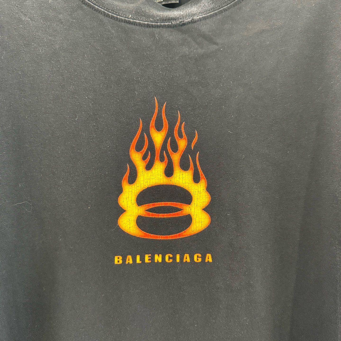 Balenciaga Balenciaga Flame Logo T-Shirt Size L Size US L / EU 52-54 / 3 - 5 Thumbnail