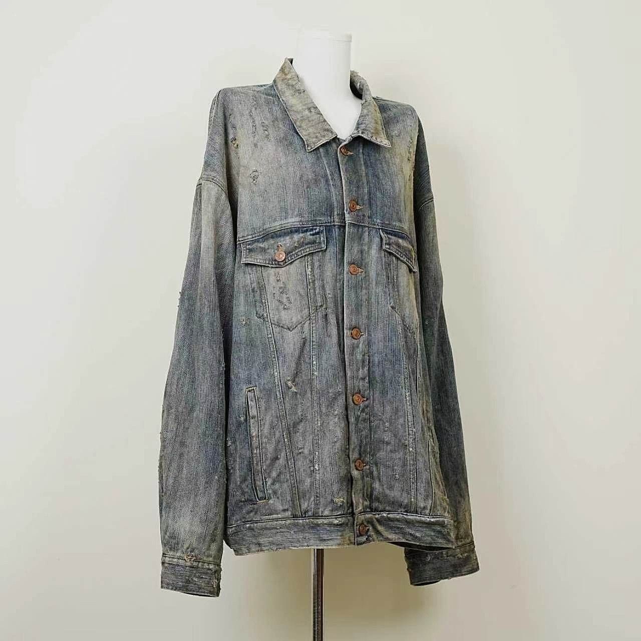 Balenciaga Balenciaga Distressed Denim Jacket Size S Size US S / EU 44-46 / 1 - 6 Thumbnail