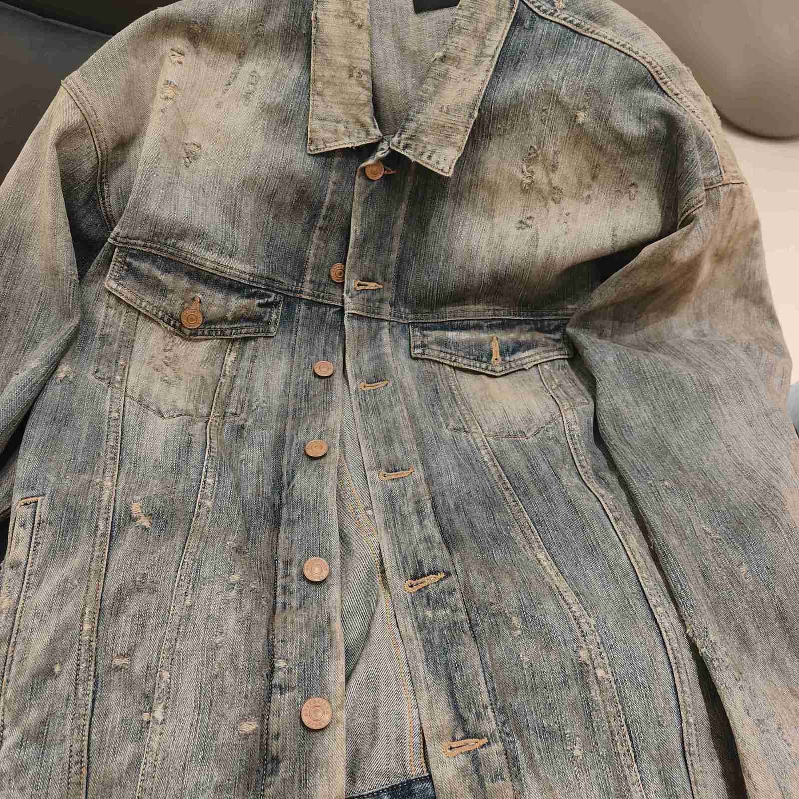 Balenciaga Balenciaga Distressed Denim Jacket Size S Size US S / EU 44-46 / 1 - 12 Thumbnail