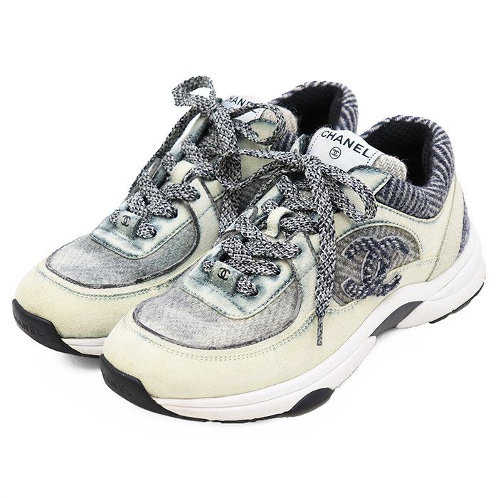 Chanel Chanel Chanel Tweed Sneakers Leather Shoes G39597 DUTY FREE for USA Size ONE SIZE - 3 Thumbnail