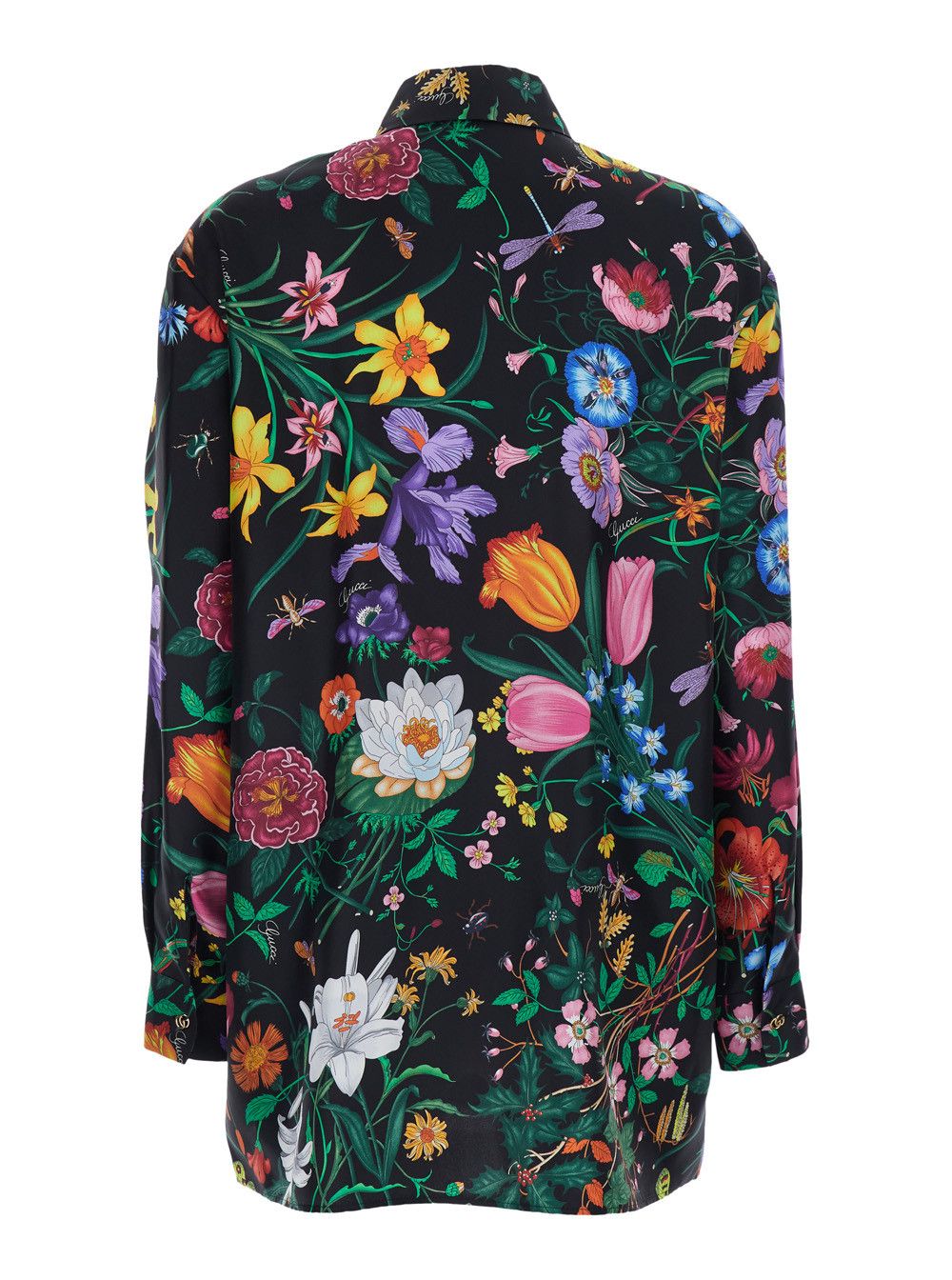 Gucci Multicolor Shirt with classic collar and all-over floral print in silk for women Size M / US 6-8 / IT 42-44 - 2 Thumbnail